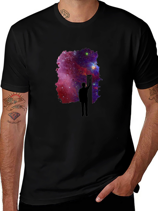 Galaxy Painter Graphic Tee - Black Cotton T-Shirt