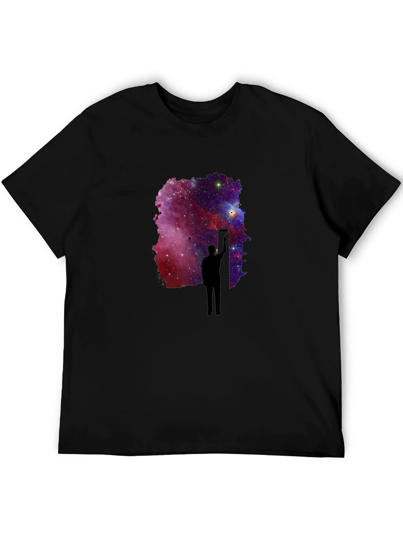 Galaxy Painter Graphic Tee - Black Cotton T-Shirt