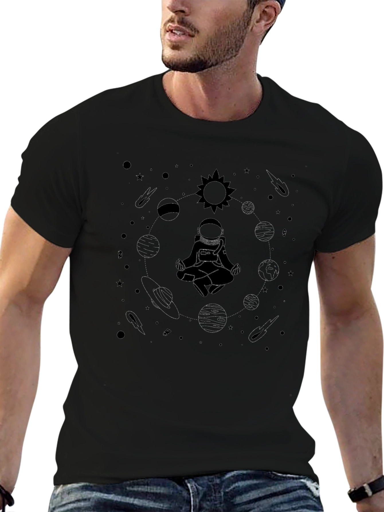Astronaut in Space T-Shirt - Meditating in Universe