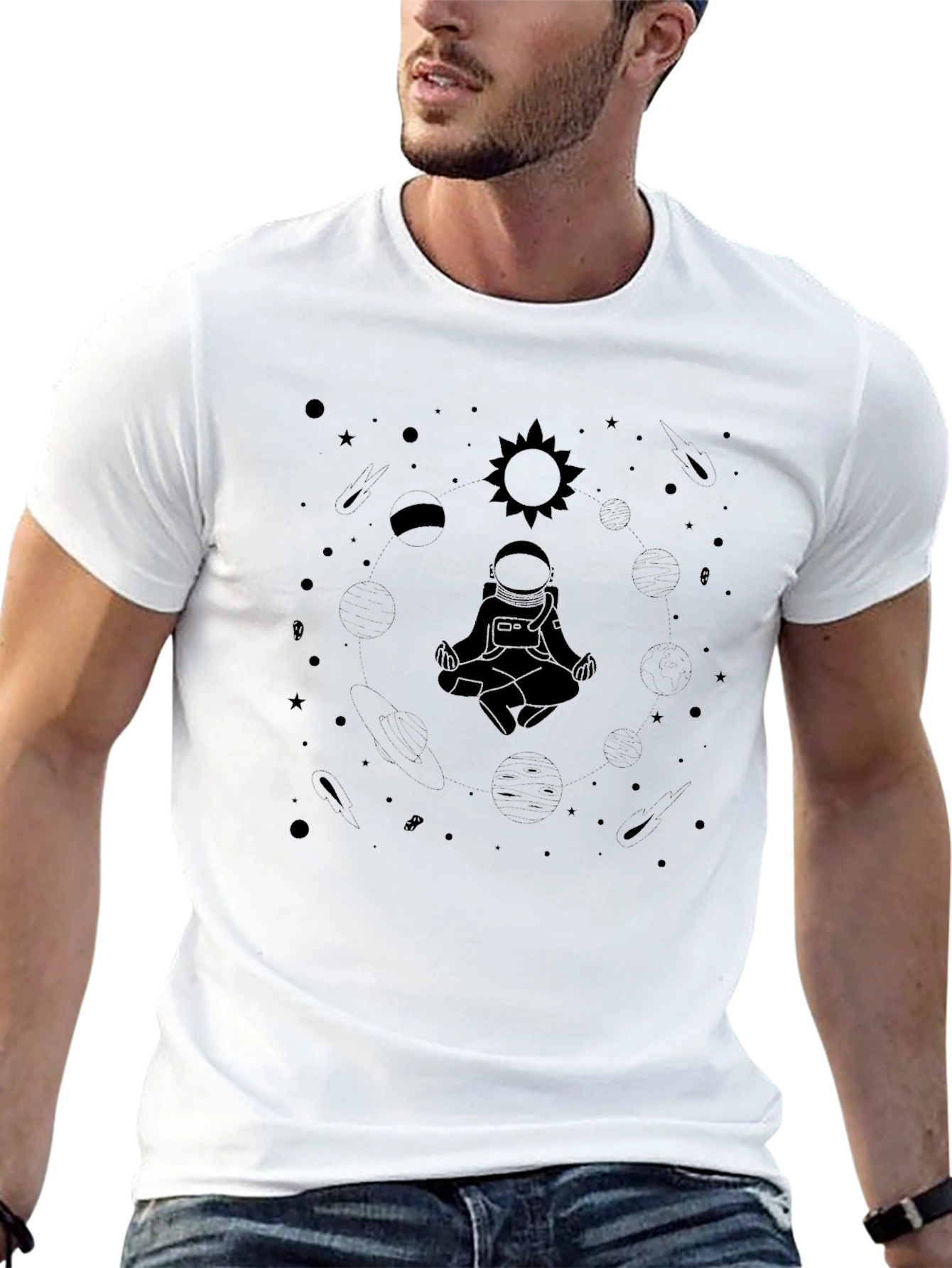 Astronaut in Space T-Shirt - Meditating in Universe
