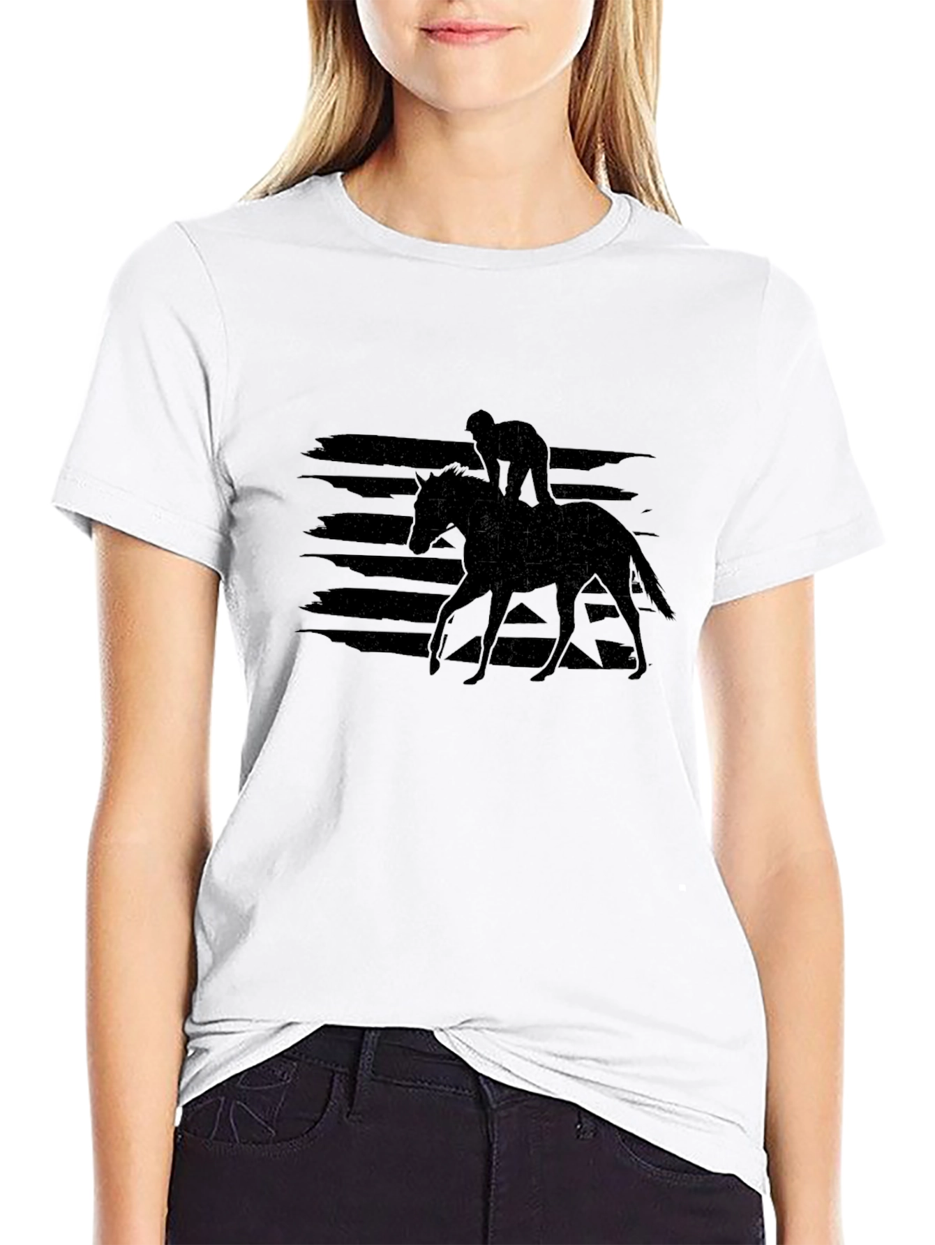 Equestrian Silhouette Graphic Tee - Black