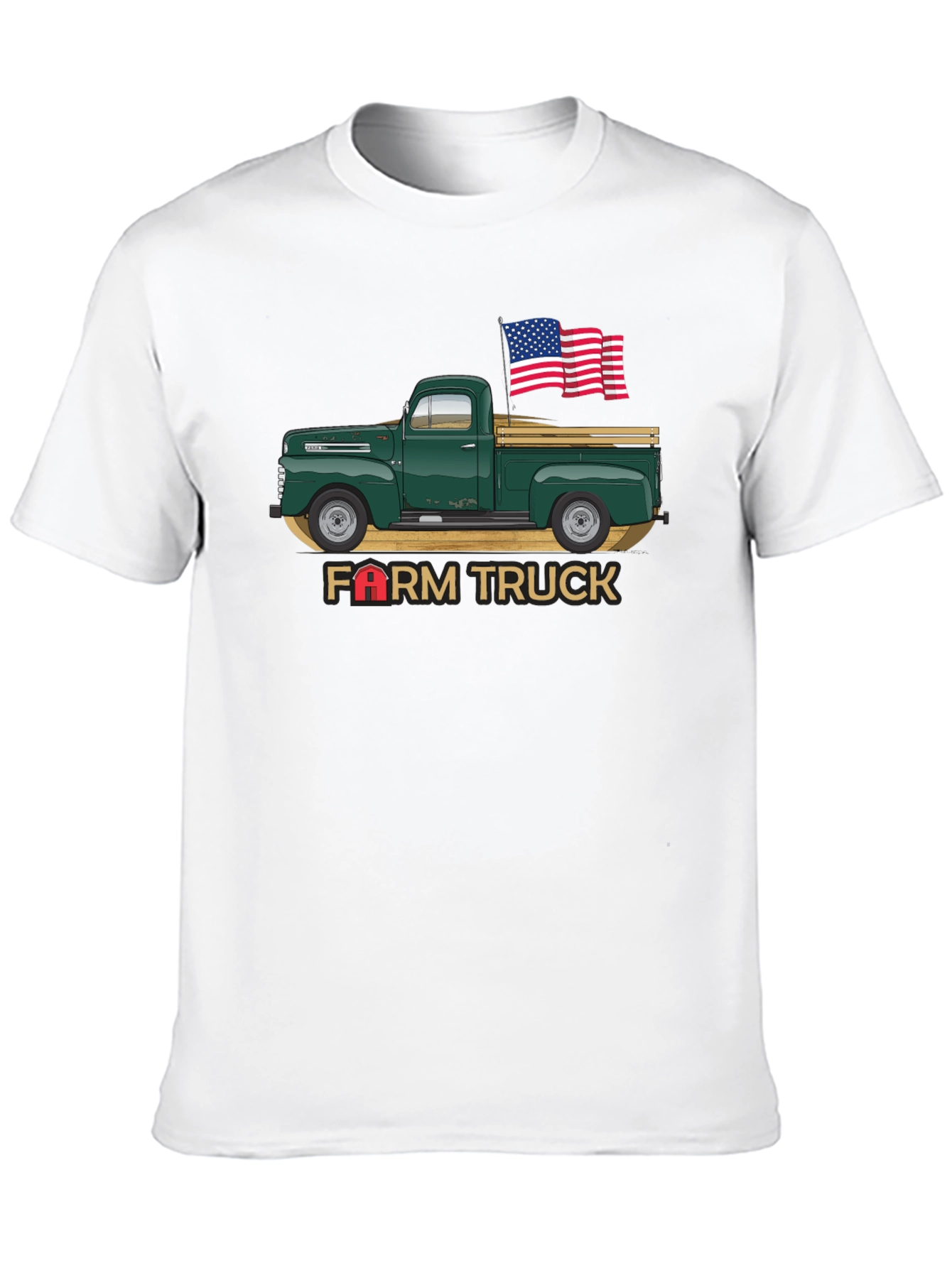 Farm Truck USA Flag Graphic Tee - Black