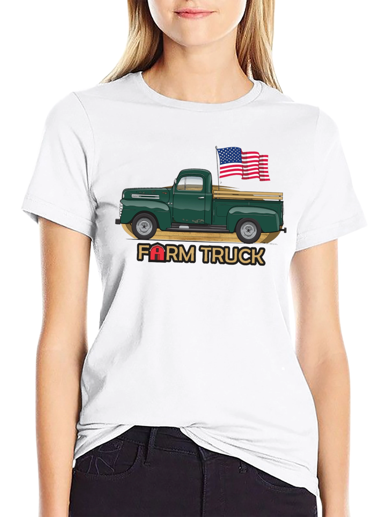 Farm Truck USA Flag Graphic Tee - Black