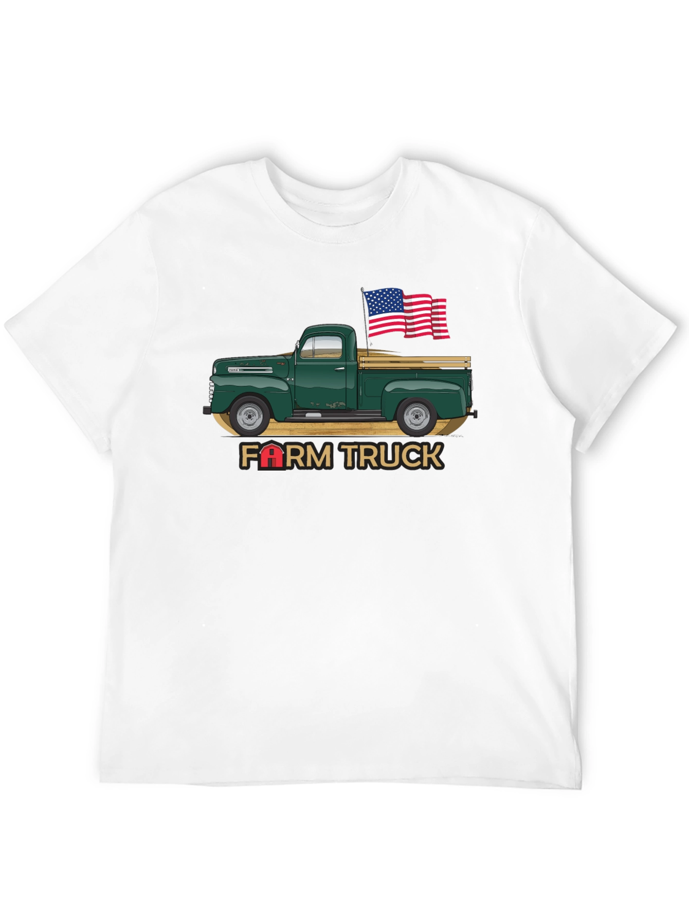Farm Truck USA Flag Graphic Tee - Black