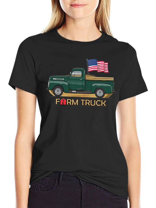 Farm Truck USA Flag Graphic Tee - Black