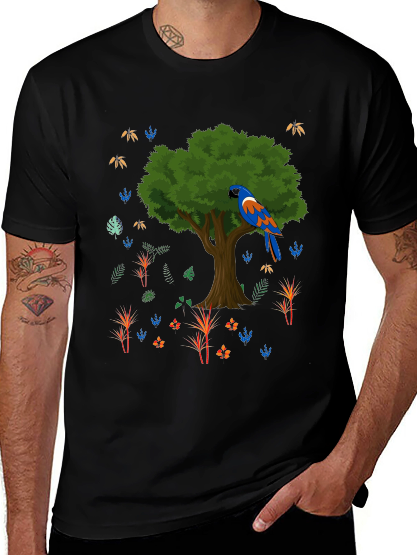 Parrot Tree Graphic T-Shirt