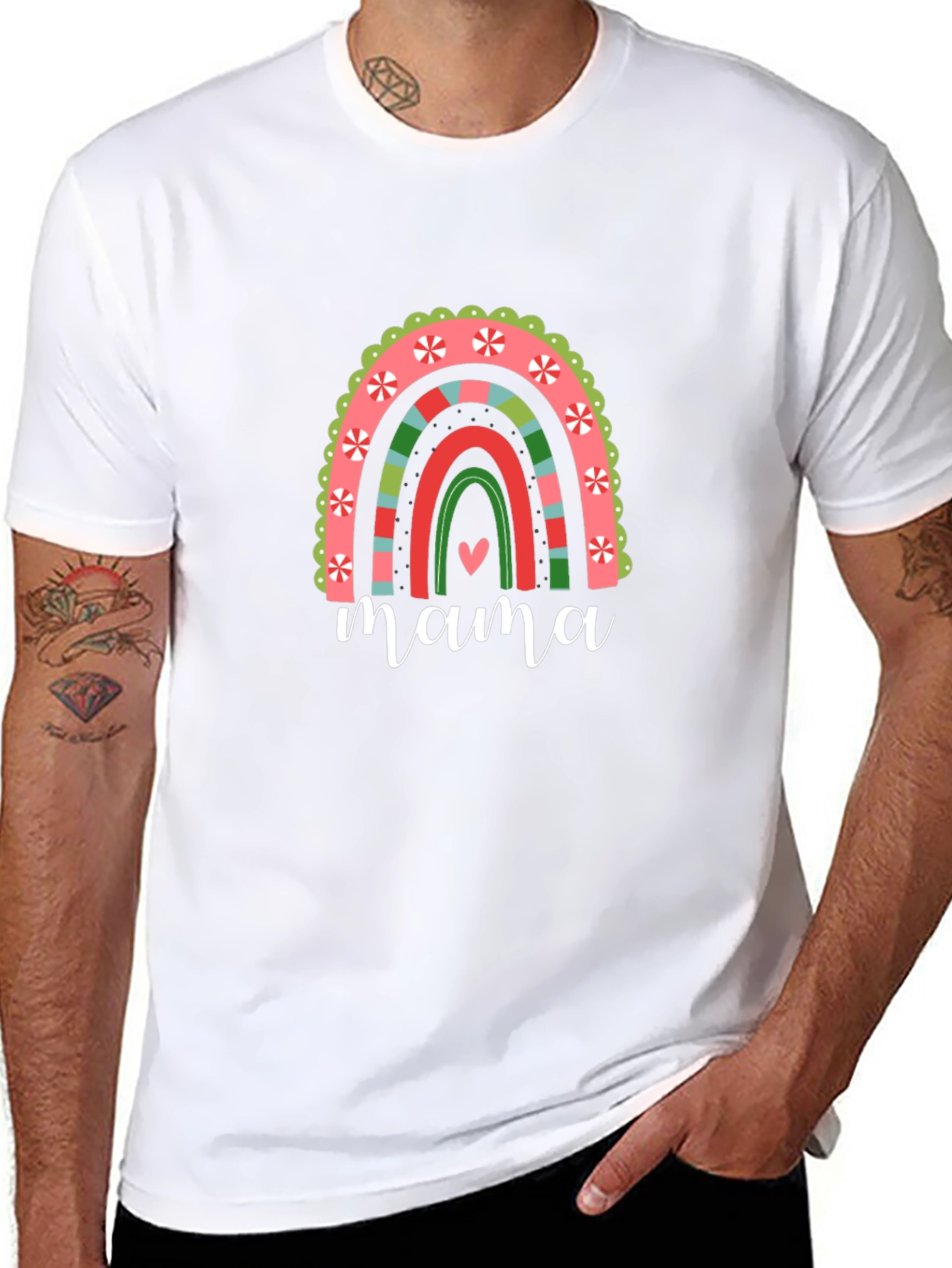 Mama Christmas Rainbow Graphic Tee