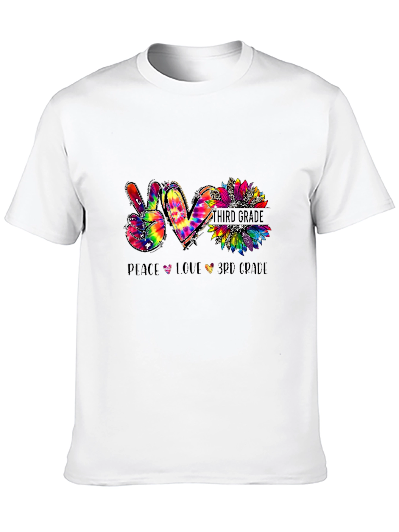Peace Love 3rd Grade Tie-Dye T-Shirt