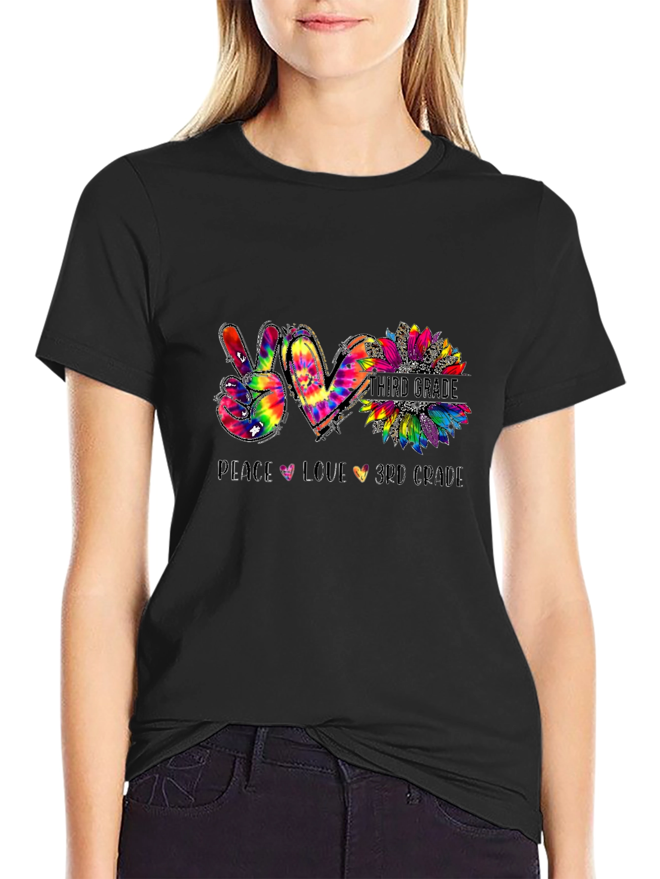 Peace Love 3rd Grade Tie-Dye T-Shirt
