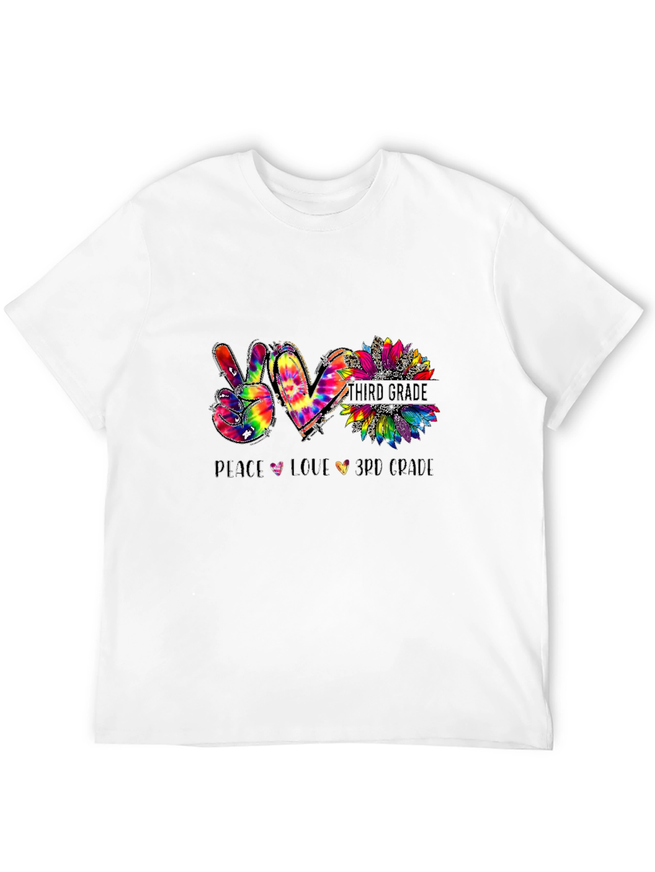 Peace Love 3rd Grade Tie-Dye T-Shirt