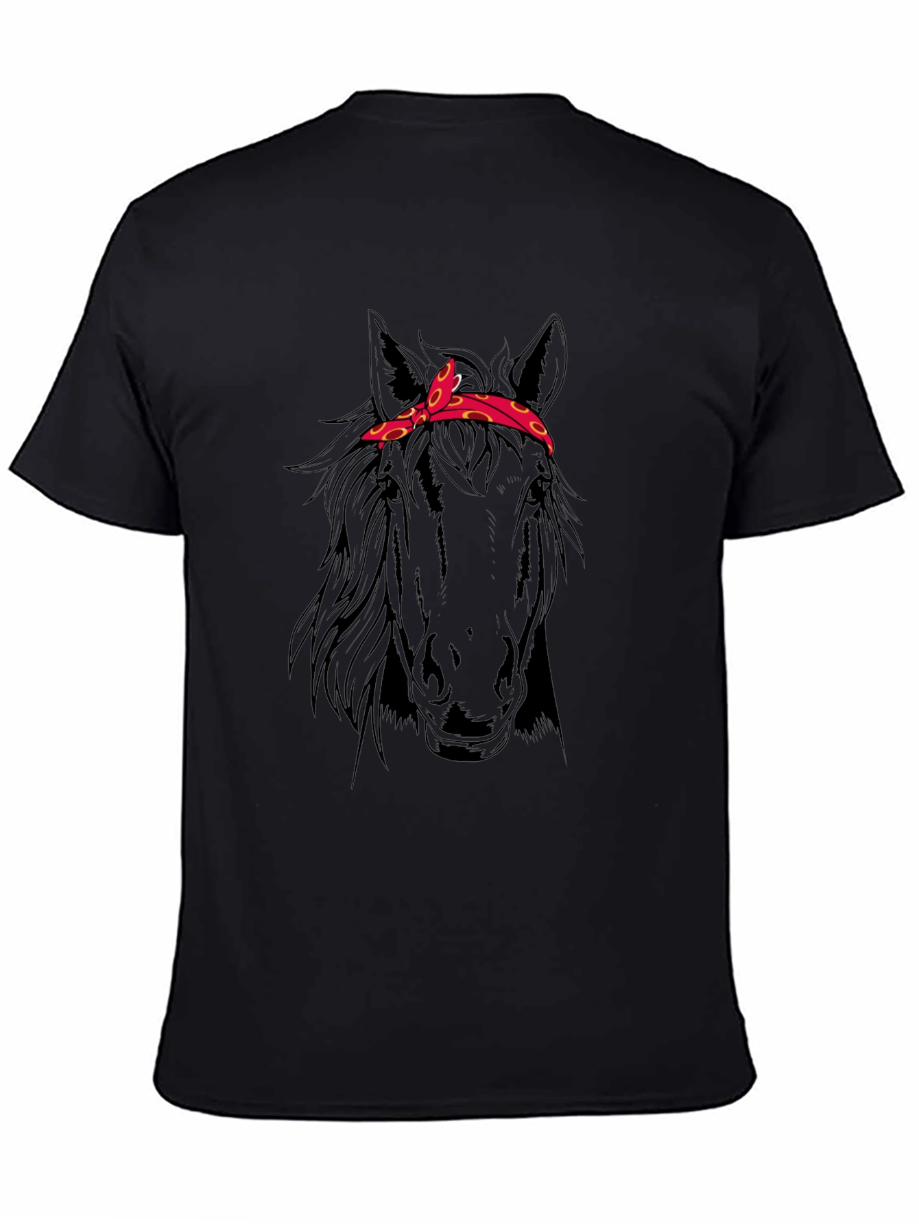 Horse Head Bandana T-Shirt - Black