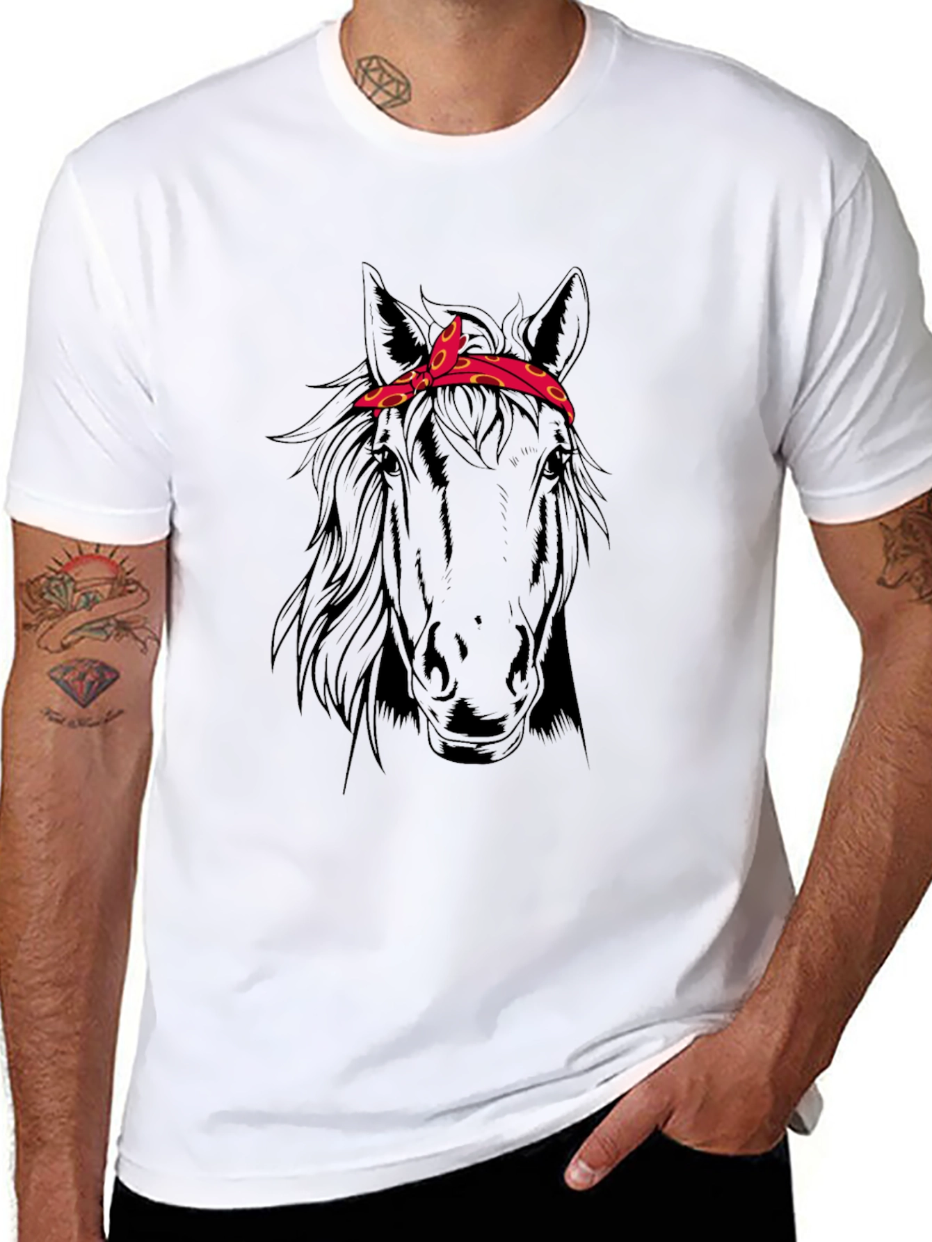 Horse Head Bandana T-Shirt - Black