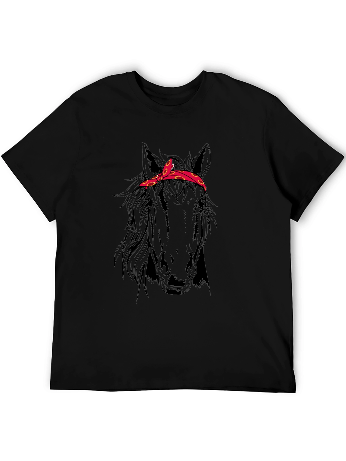 Horse Head Bandana T-Shirt - Black