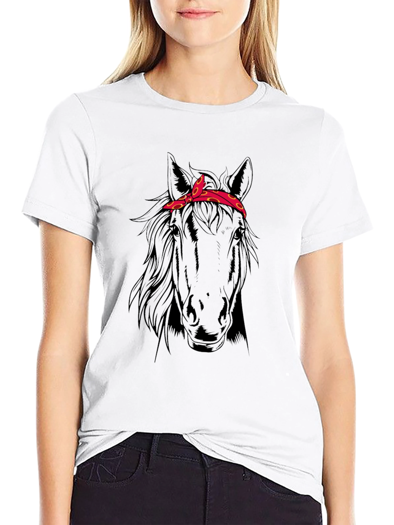Horse Head Bandana T-Shirt - Black