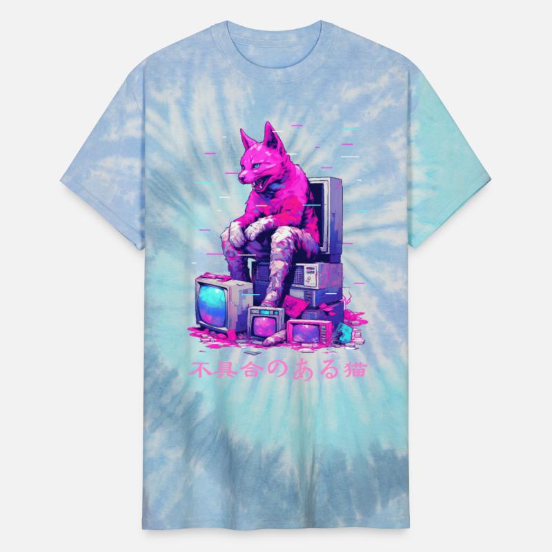 Cyber Vaporwave Glitch Demonic Cat Japanese Street