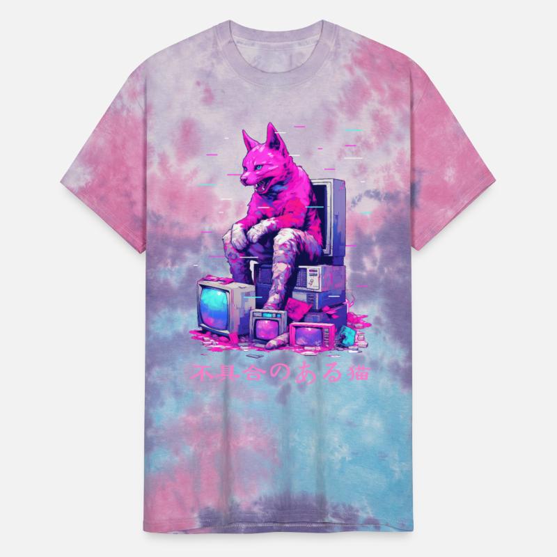 Cyber Vaporwave Glitch Demonic Cat Japanese Street