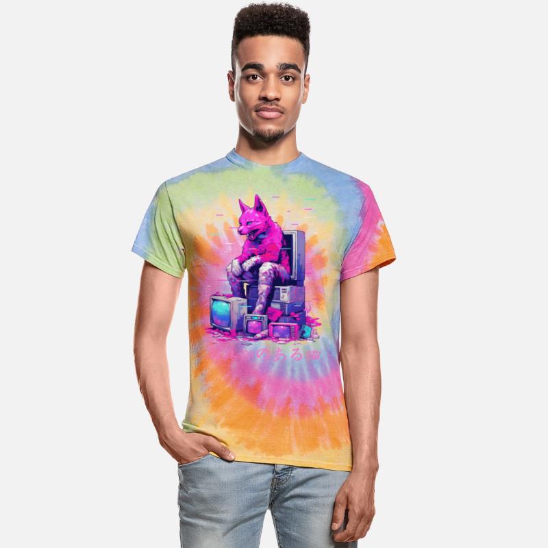 Cyber Vaporwave Glitch Demonic Cat Japanese Street