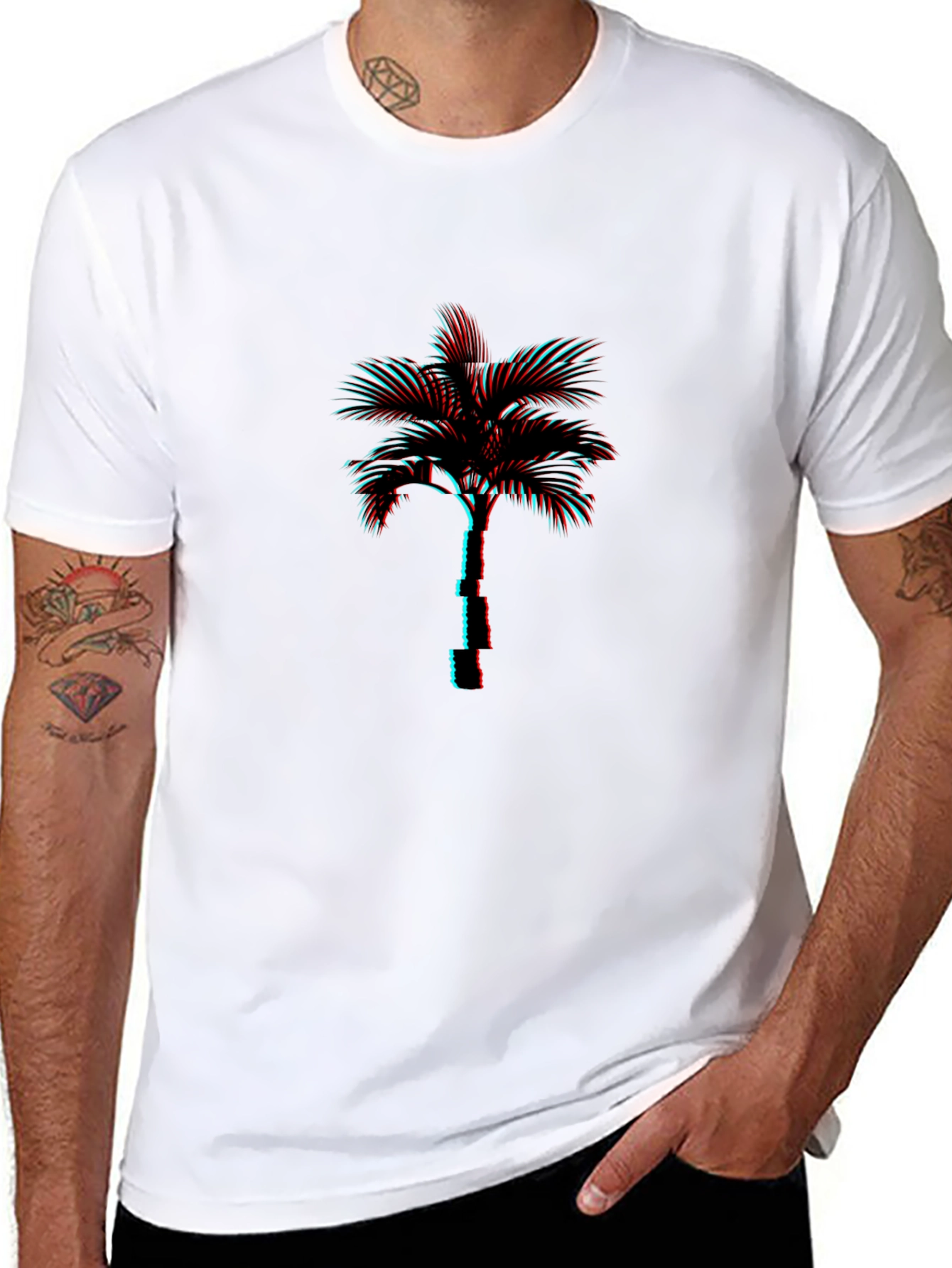 Retro Palm Tree Graphic Tee - Black