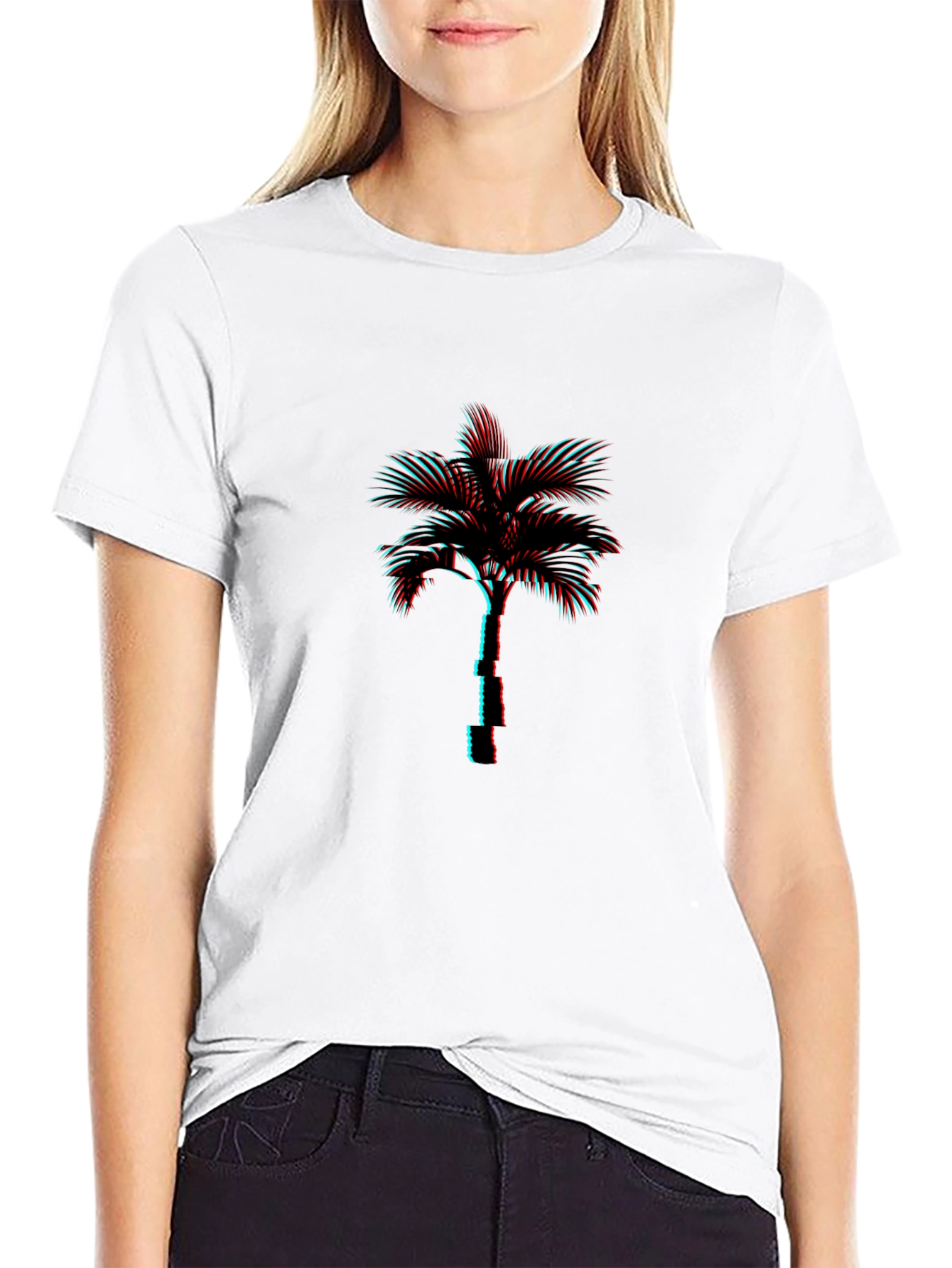 Retro Palm Tree Graphic Tee - Black