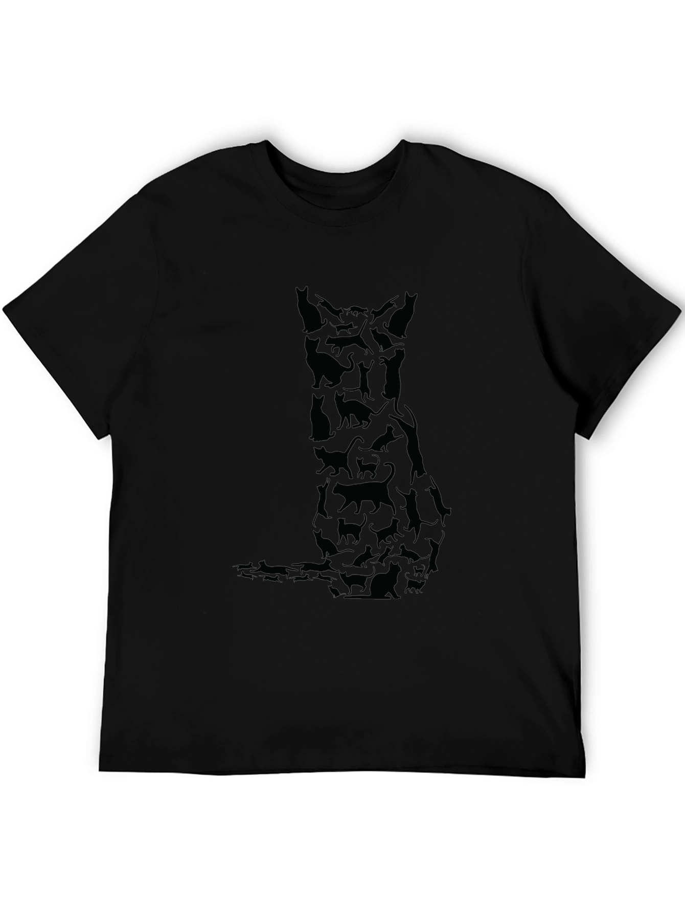 Mens Black Cat Silhouette T-Shirt