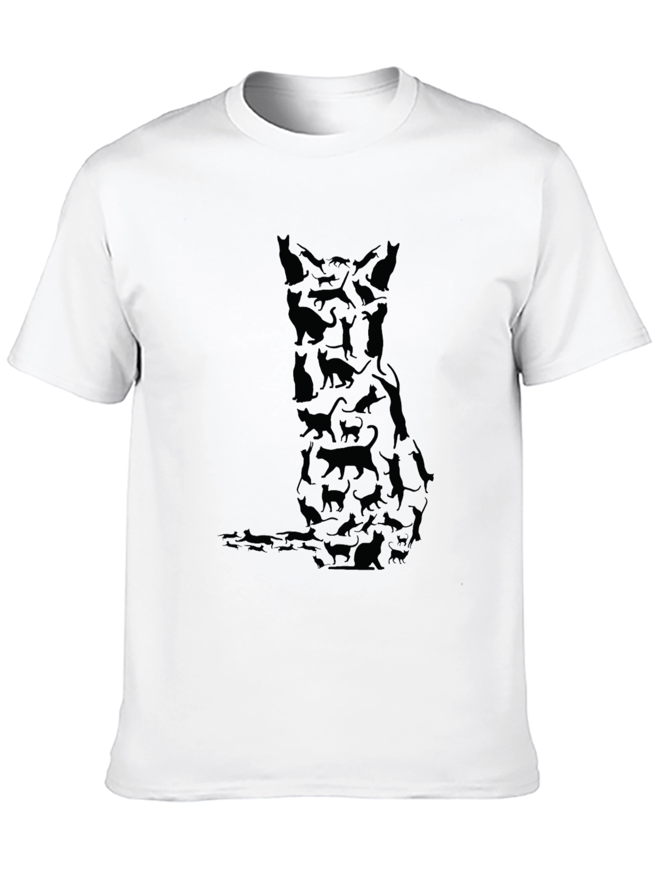 Mens Black Cat Silhouette T-Shirt