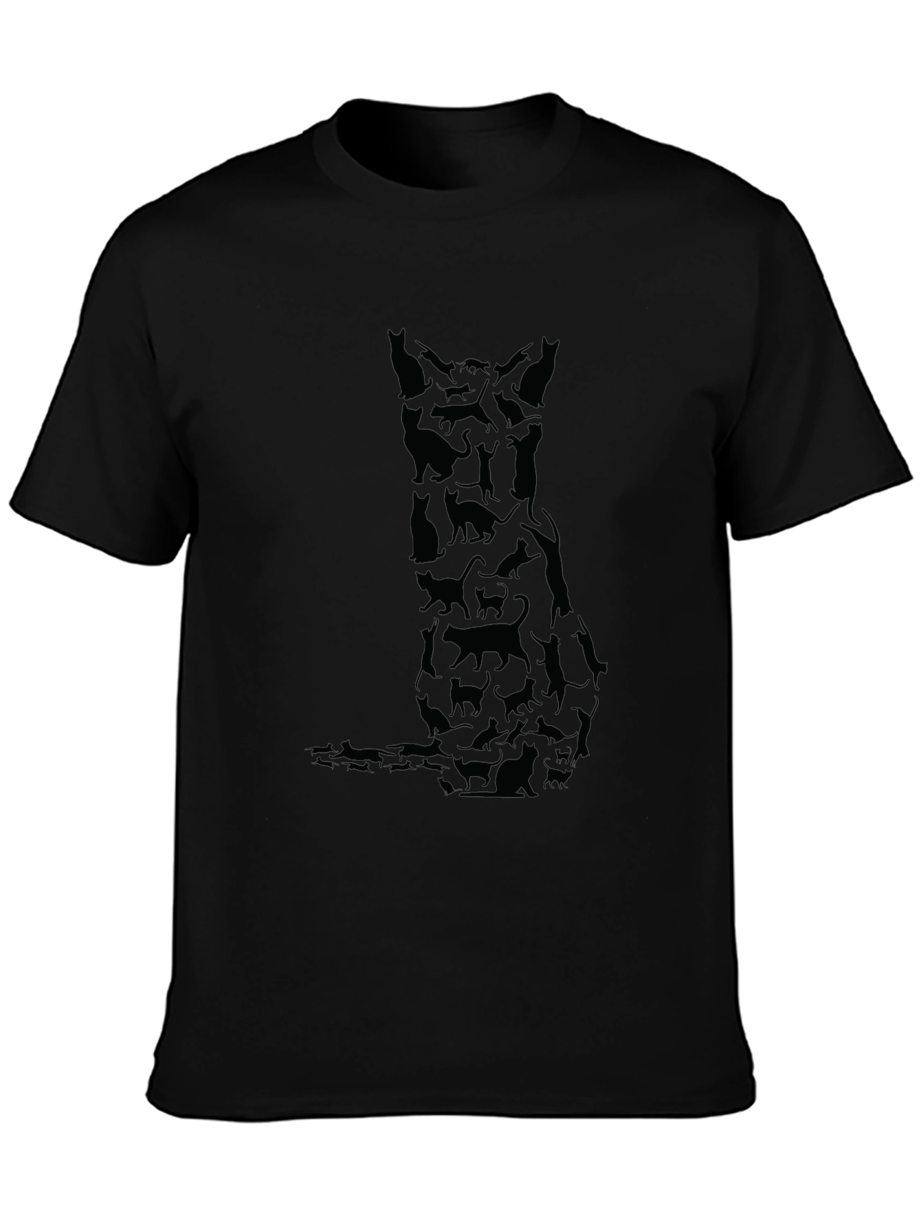 Mens Black Cat Silhouette T-Shirt