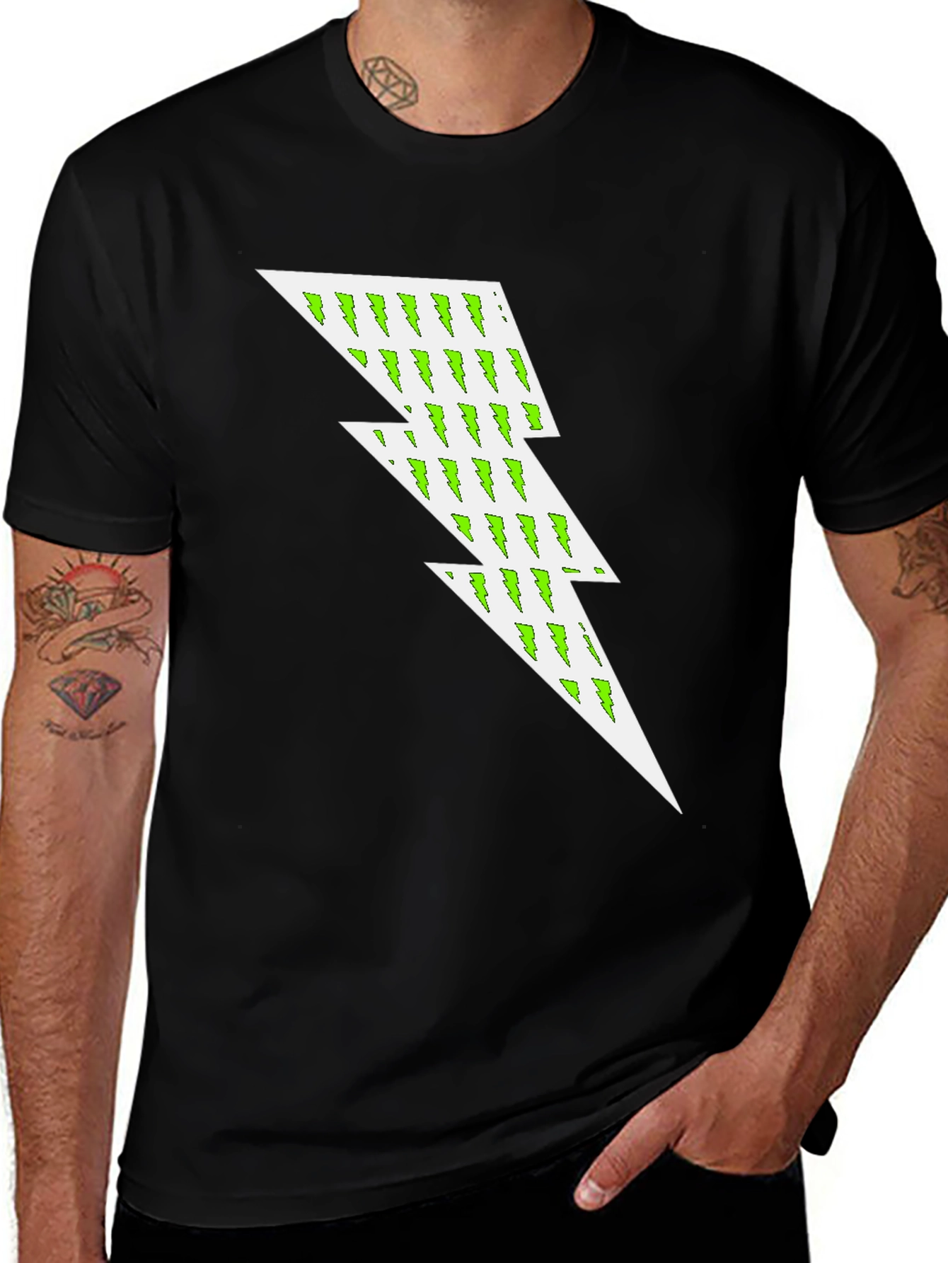 Lightning Bolt Graphic Tee - Black