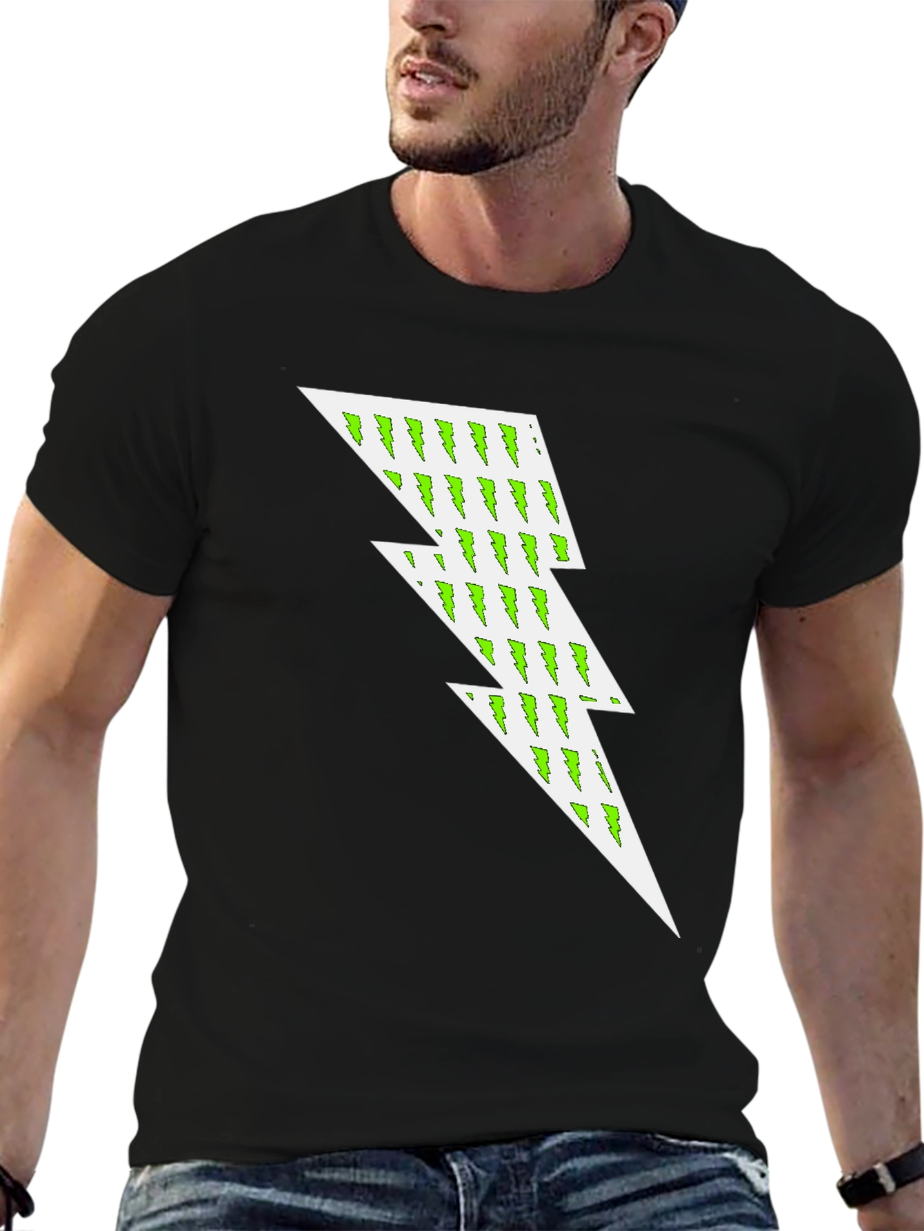 Lightning Bolt Graphic Tee - Black