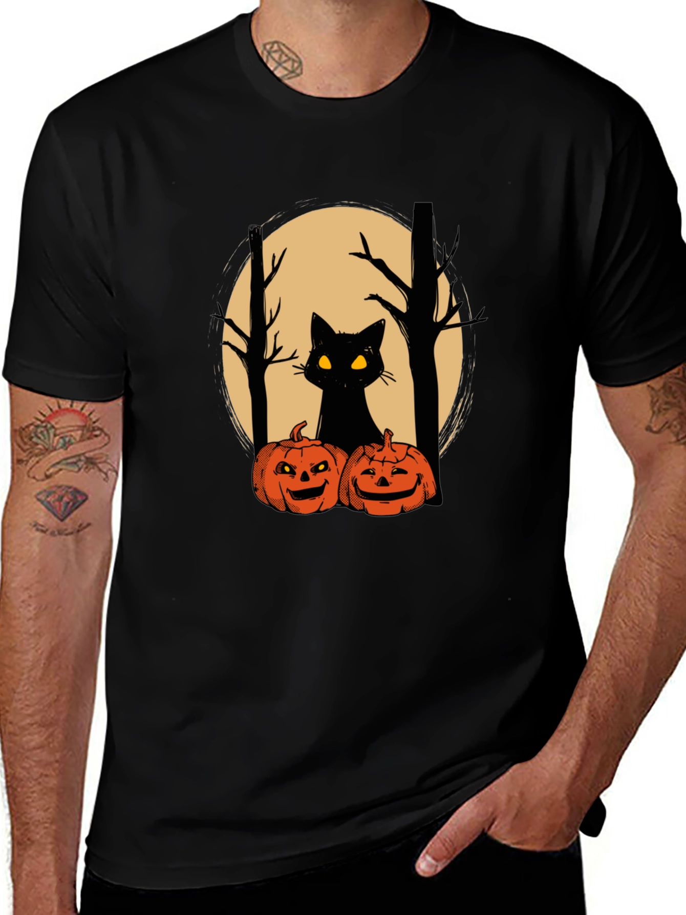 Halloween Black Cat Pumpkin T-Shirt