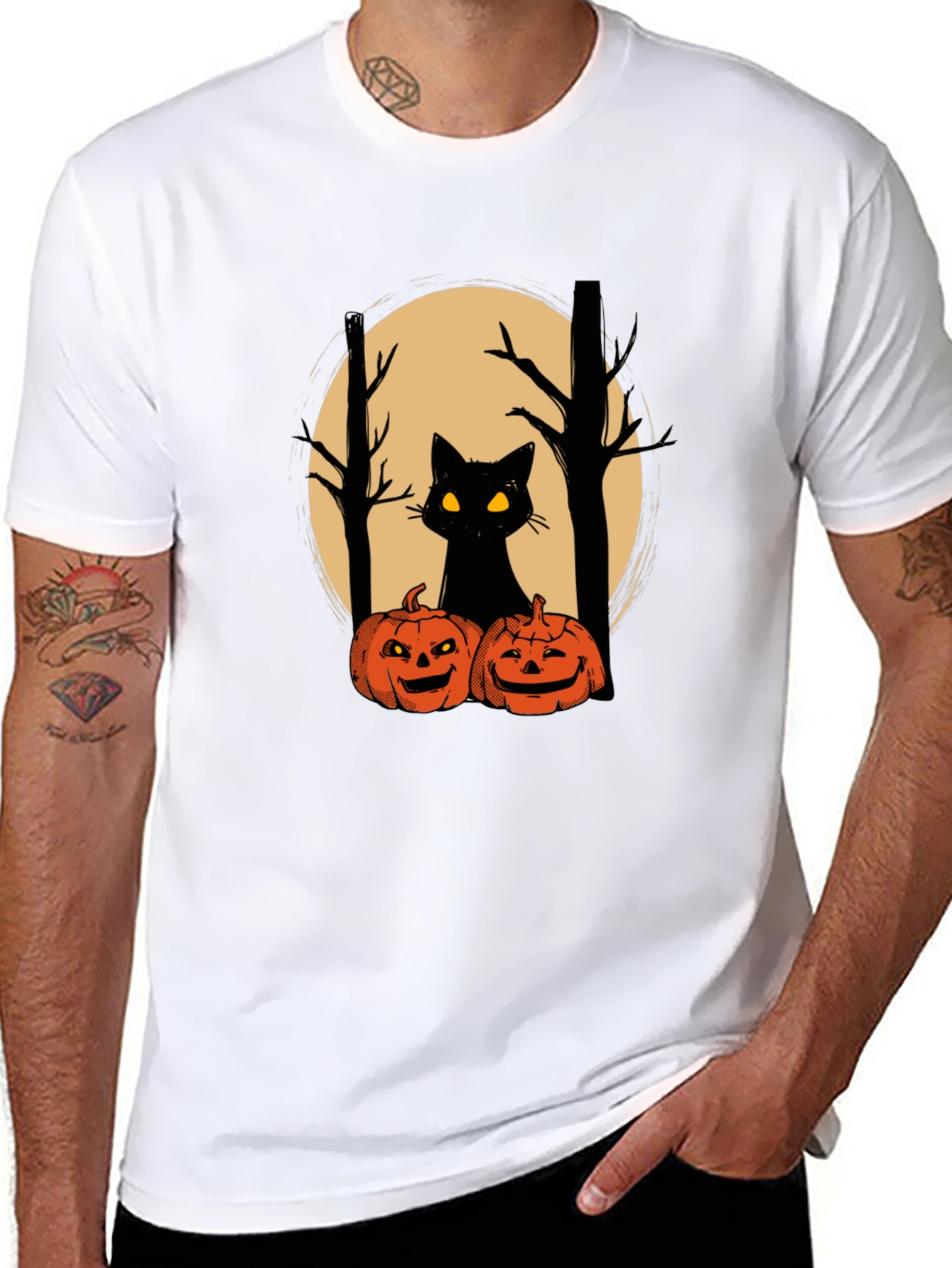 Halloween Black Cat Pumpkin T-Shirt