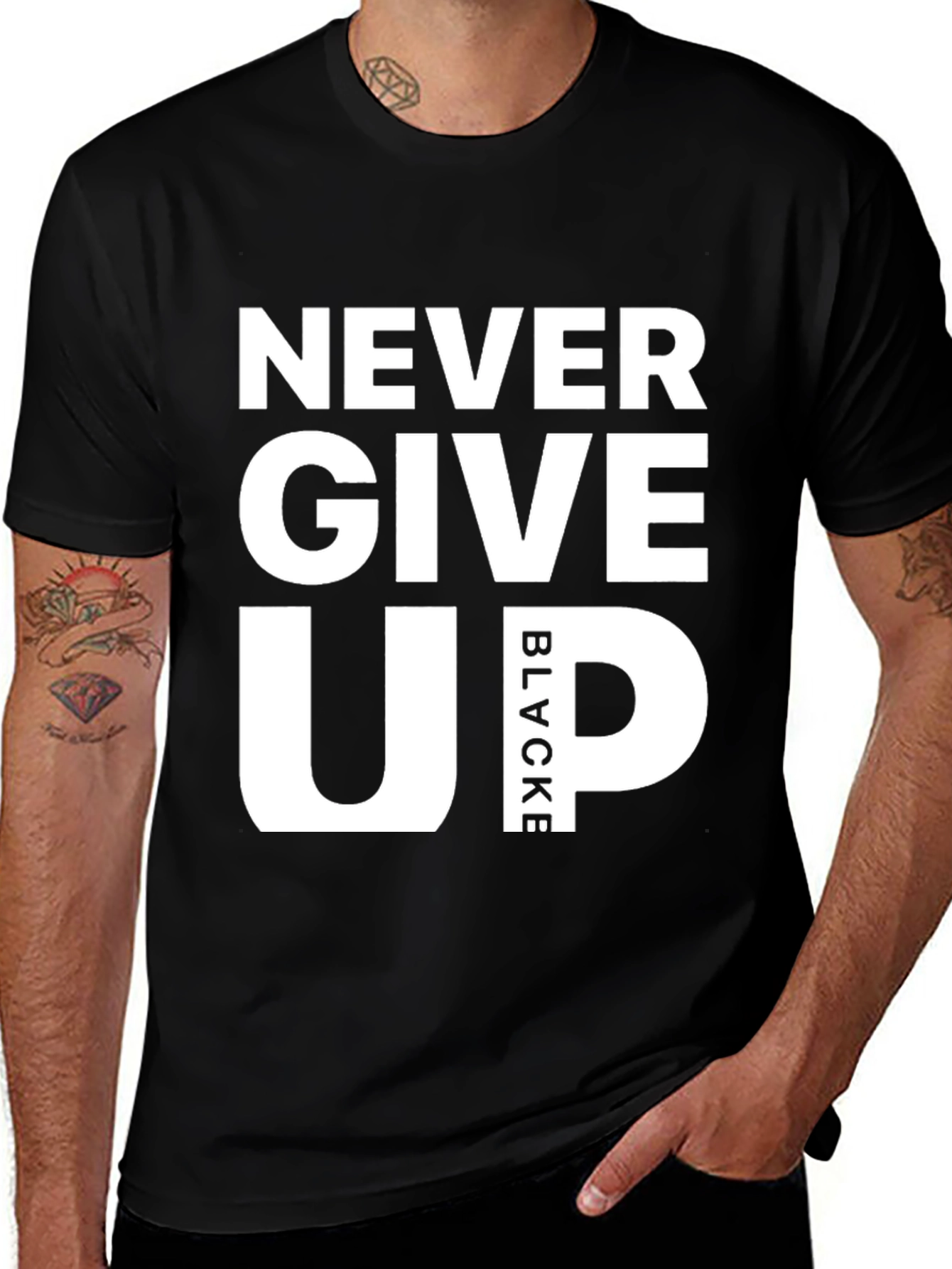 Never Give Up Graphic Tee - Black