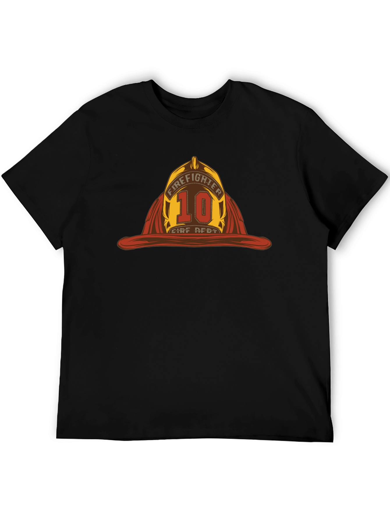 Firefighter Helmet Graphic Tee - Black Cotton T-Shirt