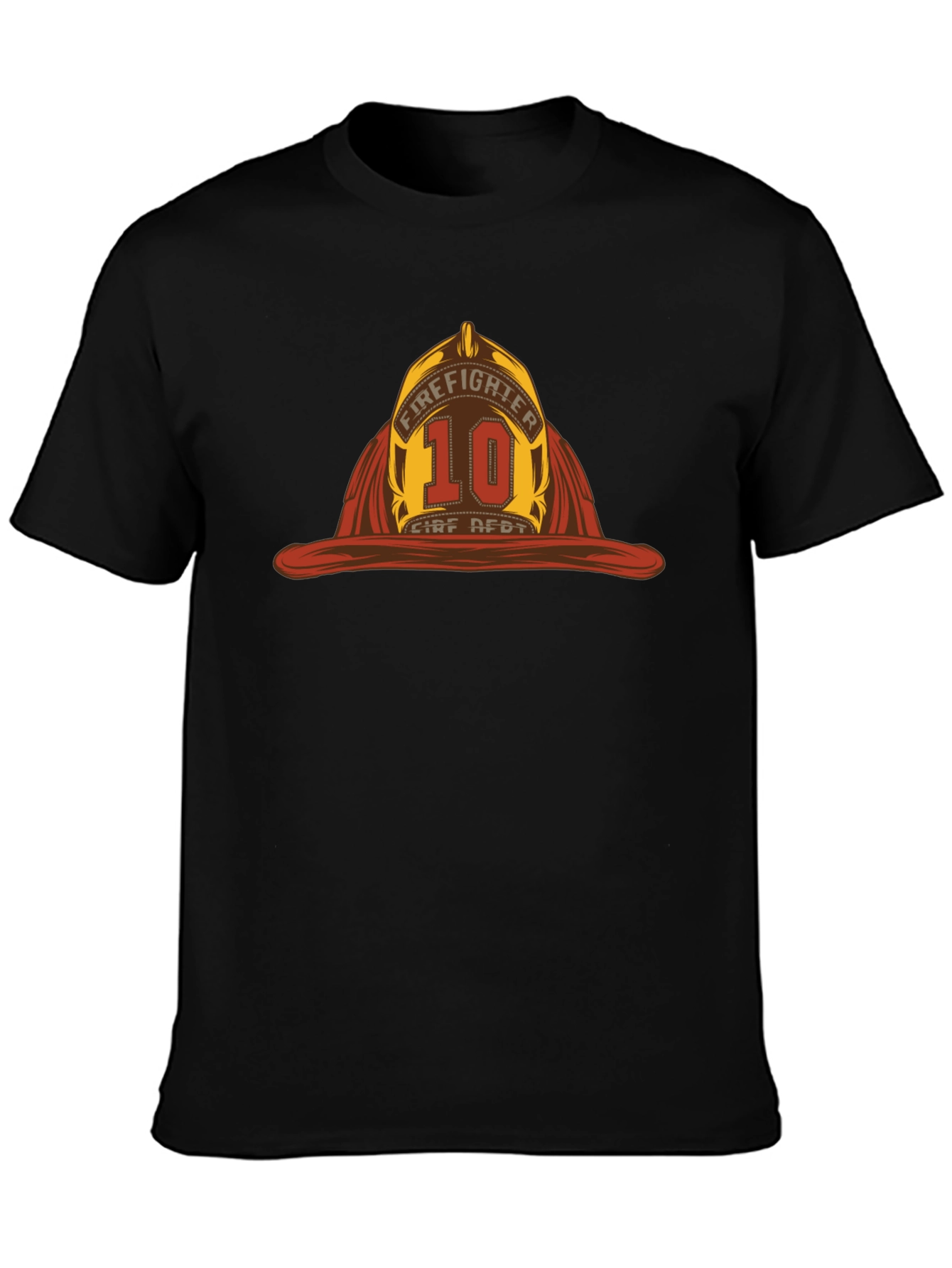 Firefighter Helmet Graphic Tee - Black Cotton T-Shirt