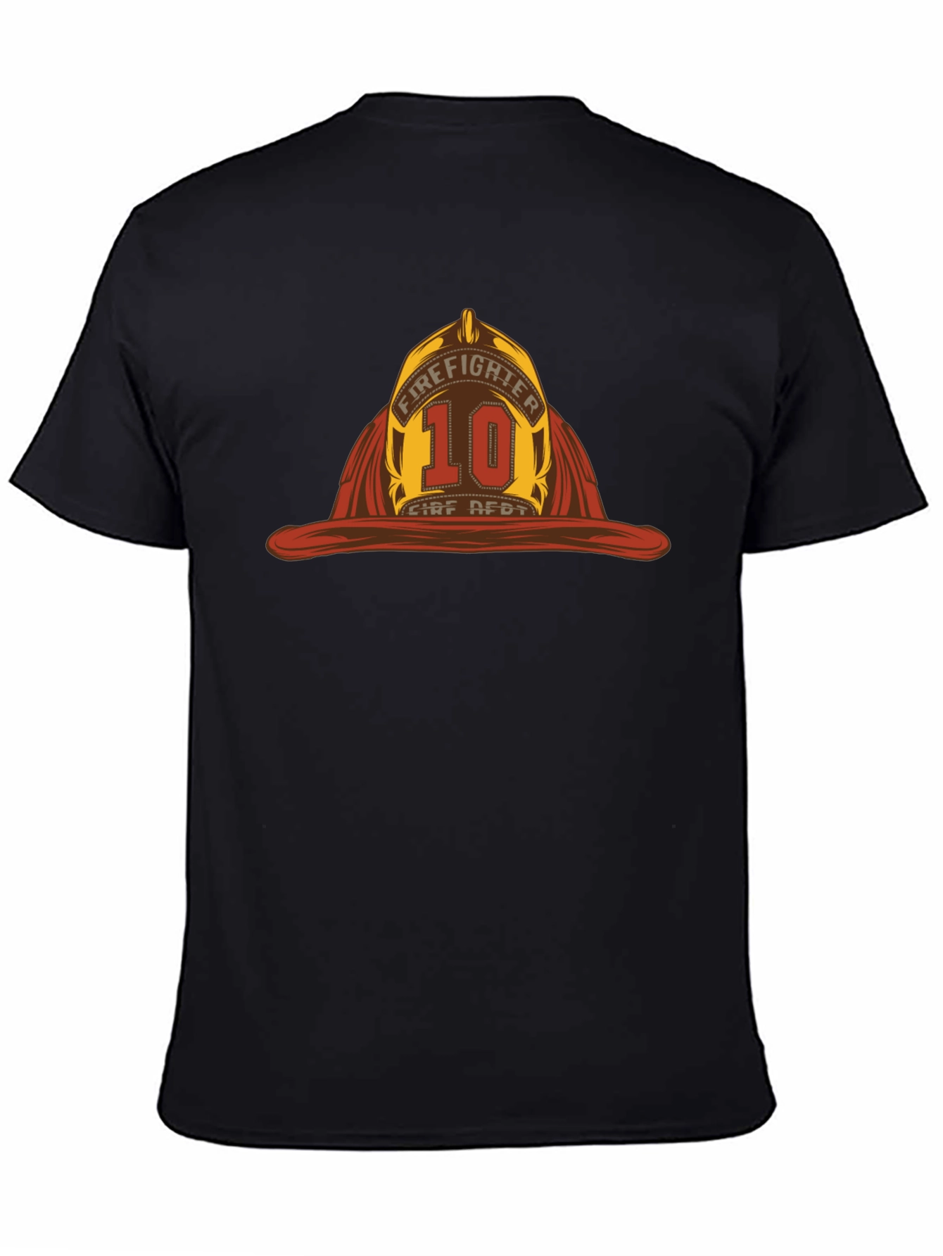 Firefighter Helmet Graphic Tee - Black Cotton T-Shirt
