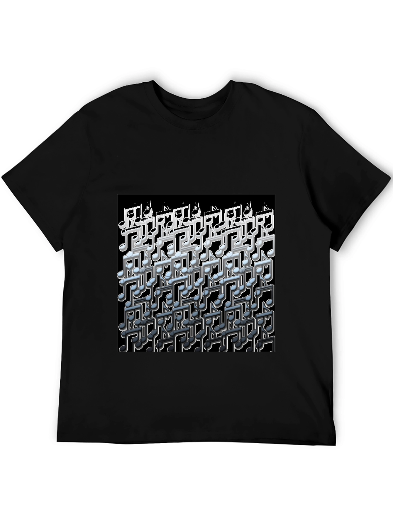 Musical Notes Graphic Black T-Shirt