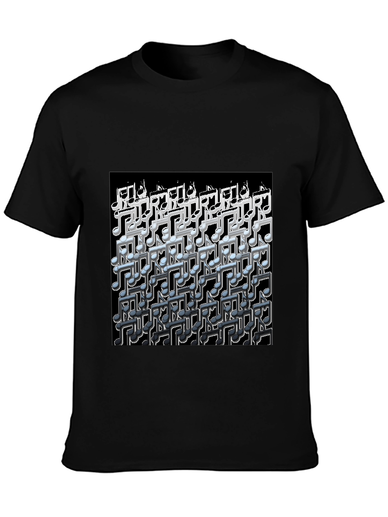 Musical Notes Graphic Black T-Shirt