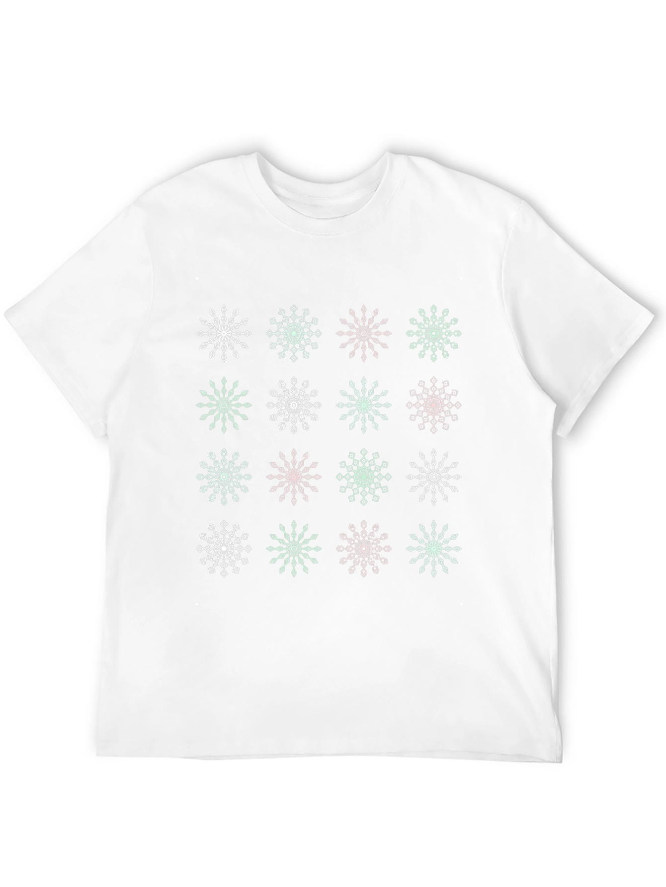 Snowflake Pattern Black Crew Neck T-Shirt