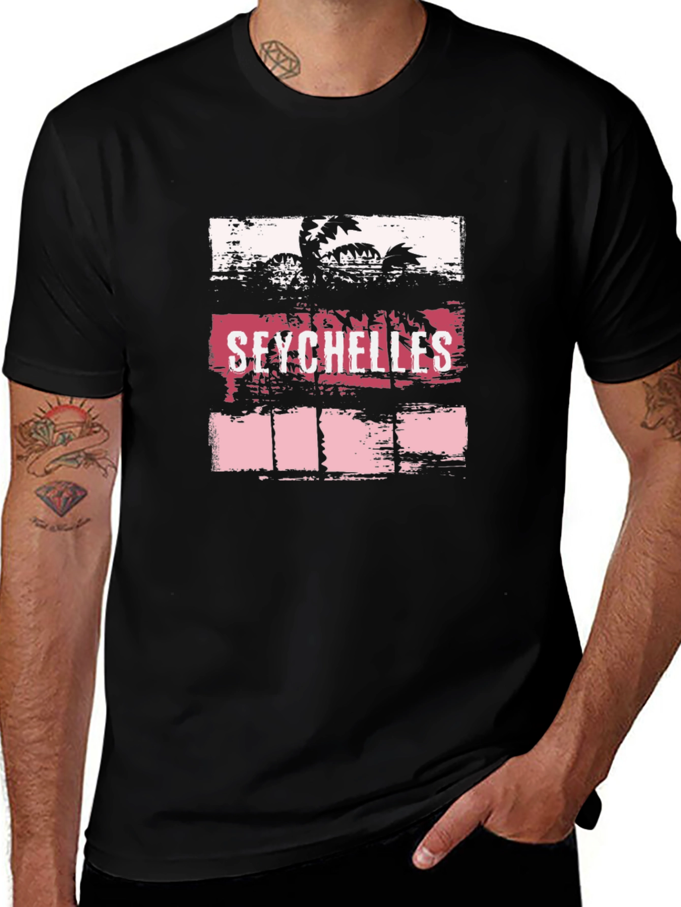 Seychelles Palm Tree Graphic T-Shirt - Island Style