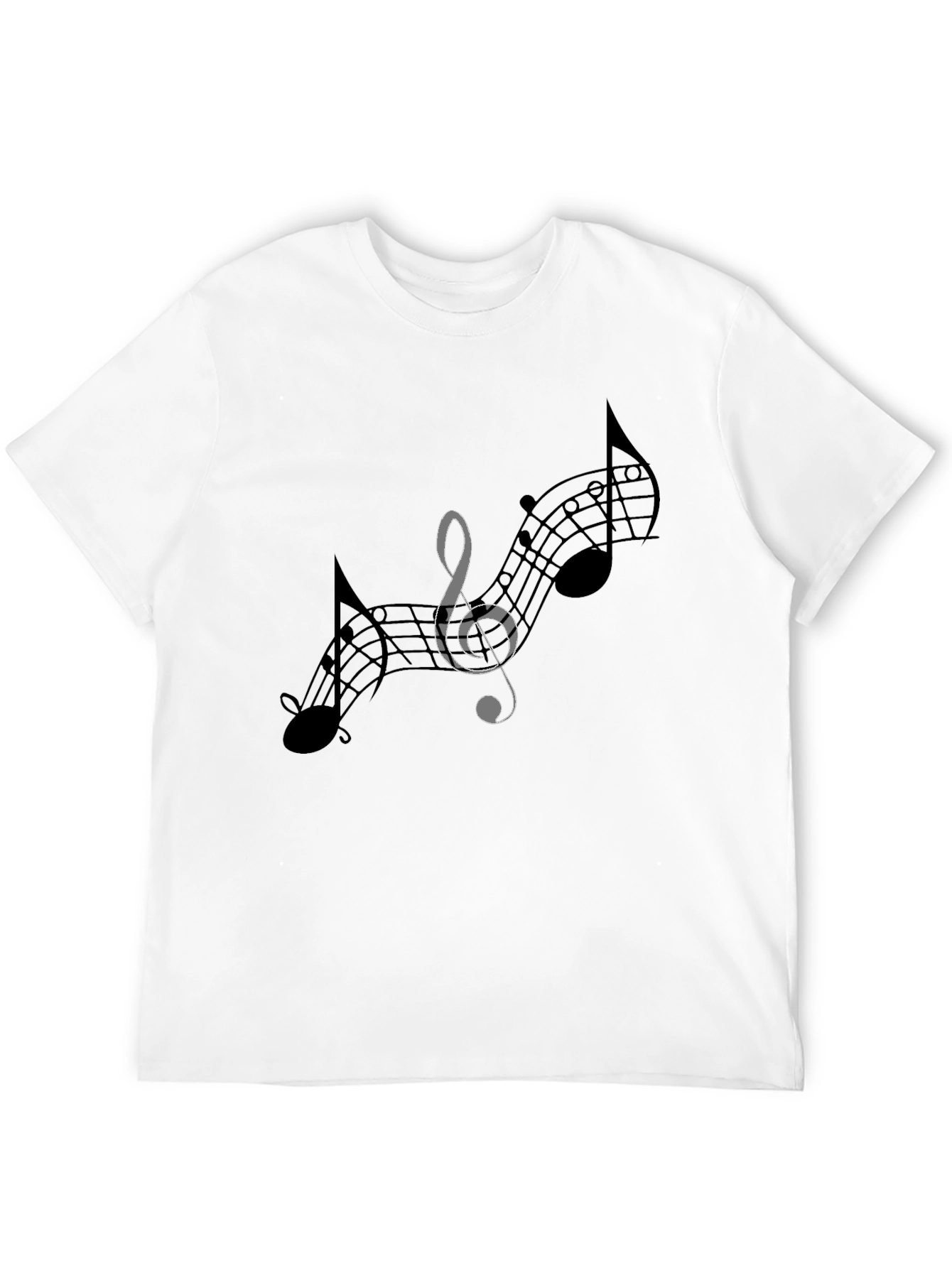 Musical Notes Graphic Tee - Black Cotton T-Shirt