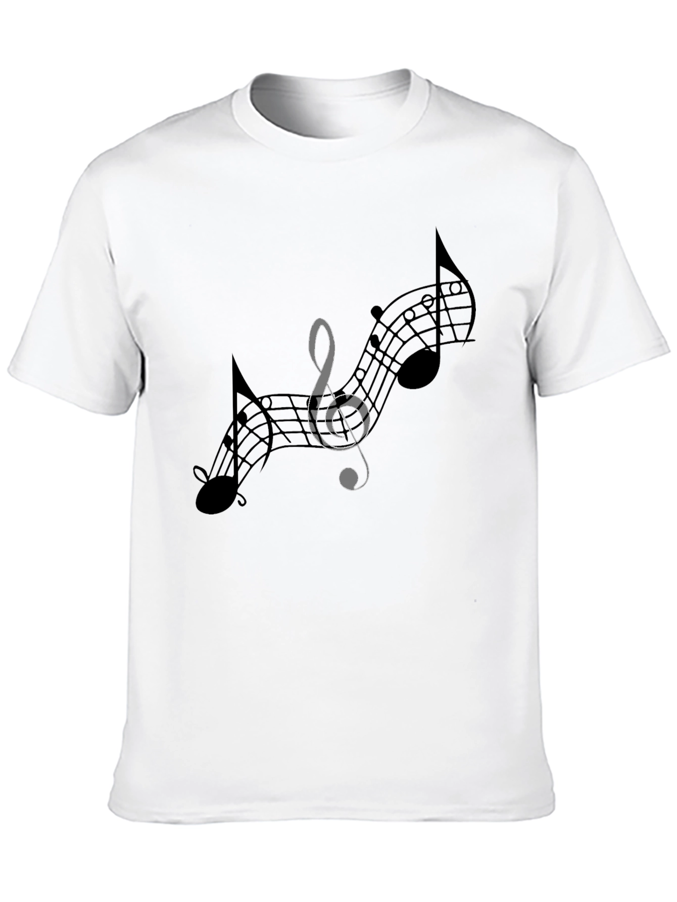 Musical Notes Graphic Tee - Black Cotton T-Shirt