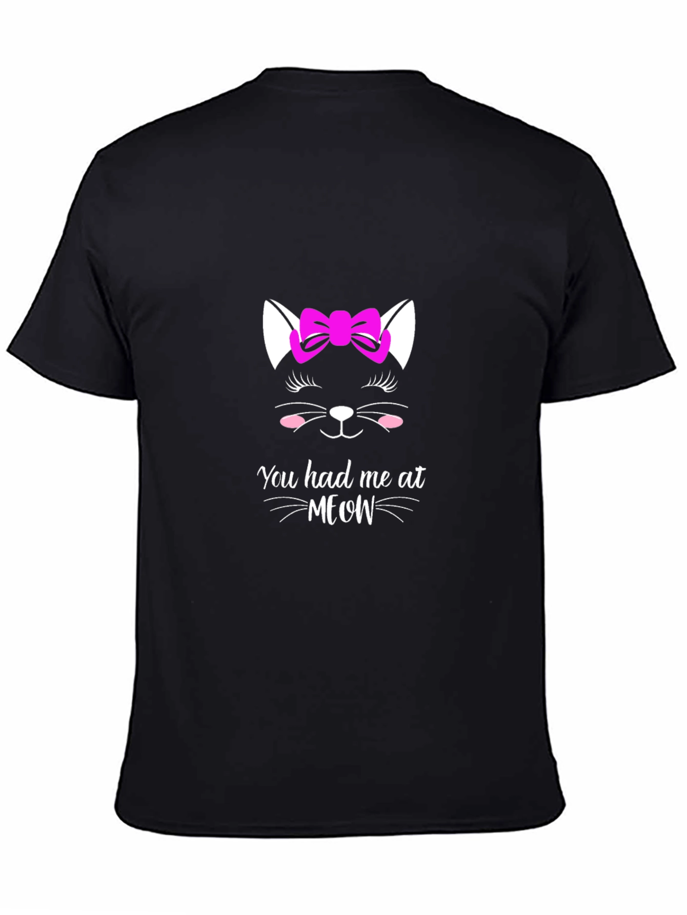 Cat Meow Graphic Black T-Shirt for Men