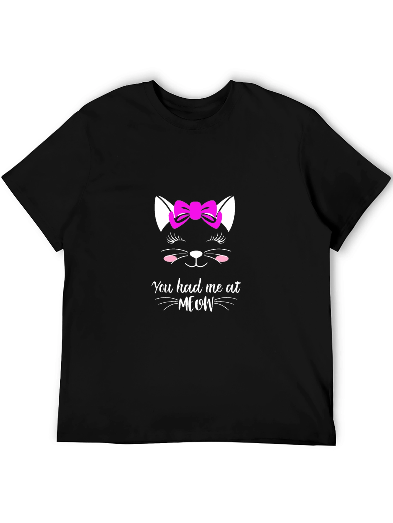 Cat Meow Graphic Black T-Shirt for Men