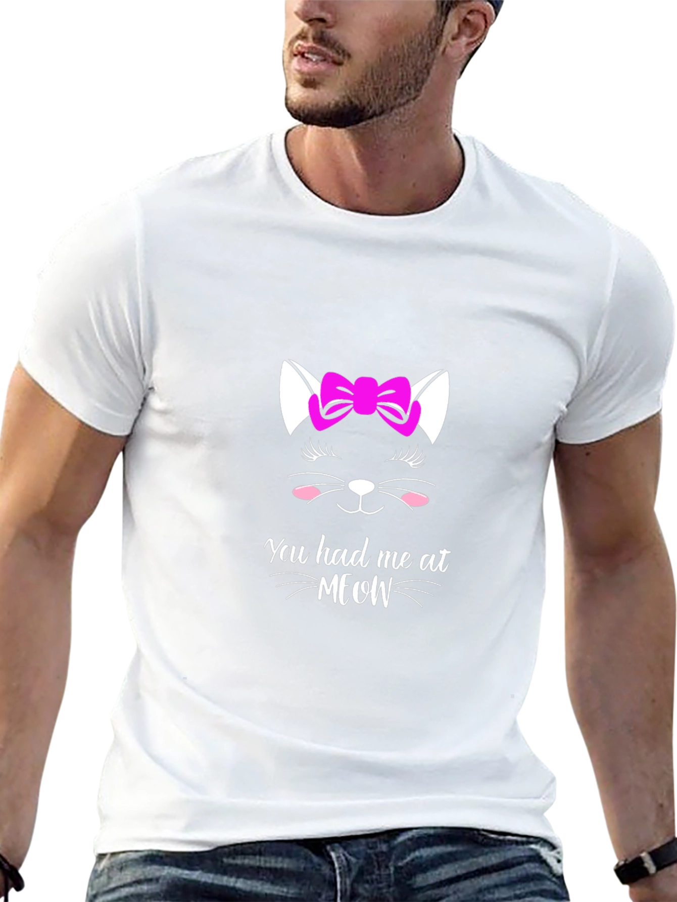 Cat Meow Graphic Black T-Shirt for Men