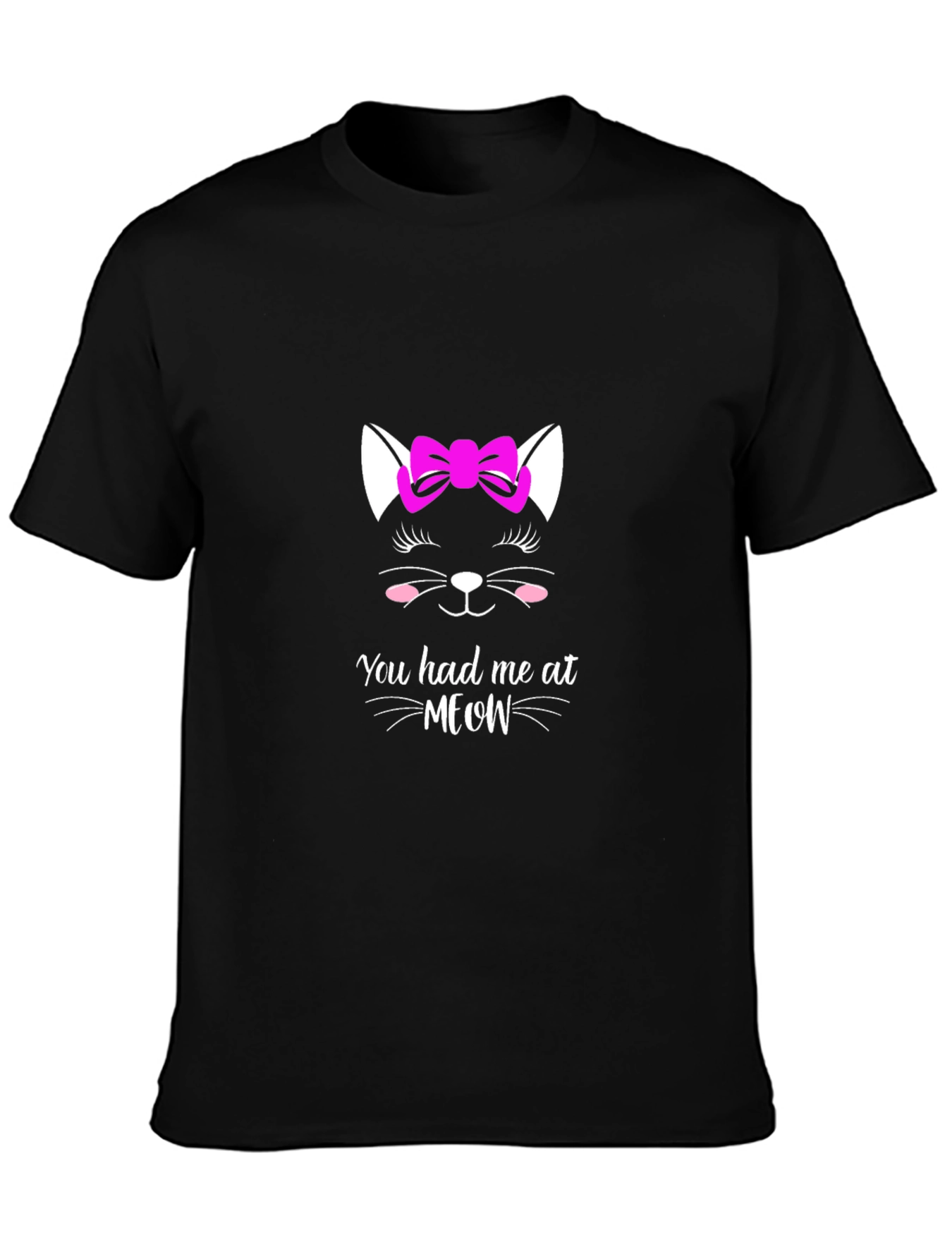 Cat Meow Graphic Black T-Shirt for Men