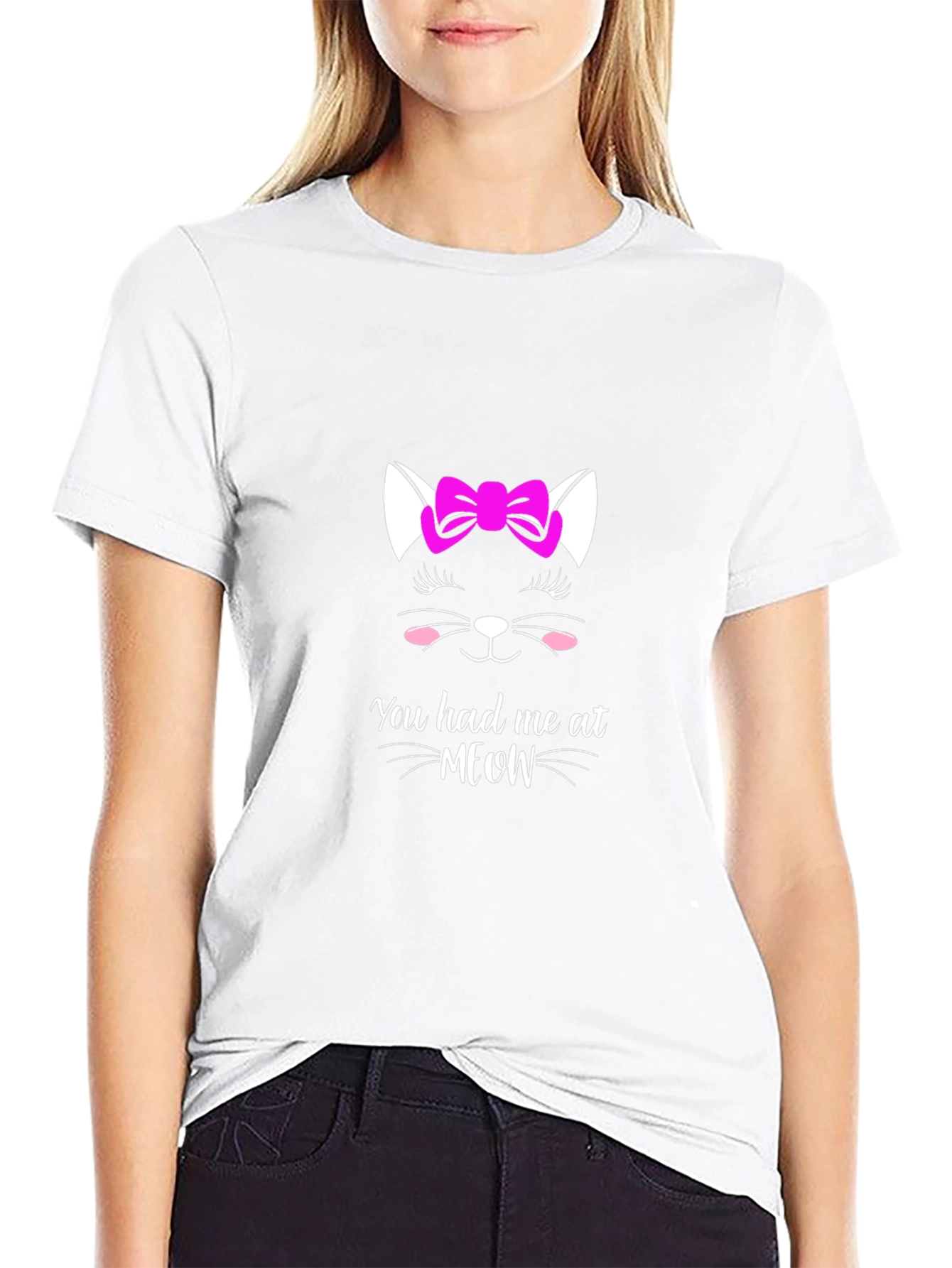 Cat Meow Graphic Black T-Shirt for Men