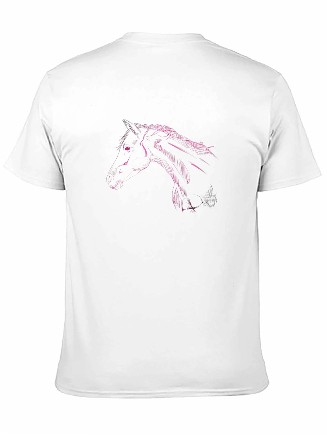 Black T-Shirt with Pink Horse Head Design