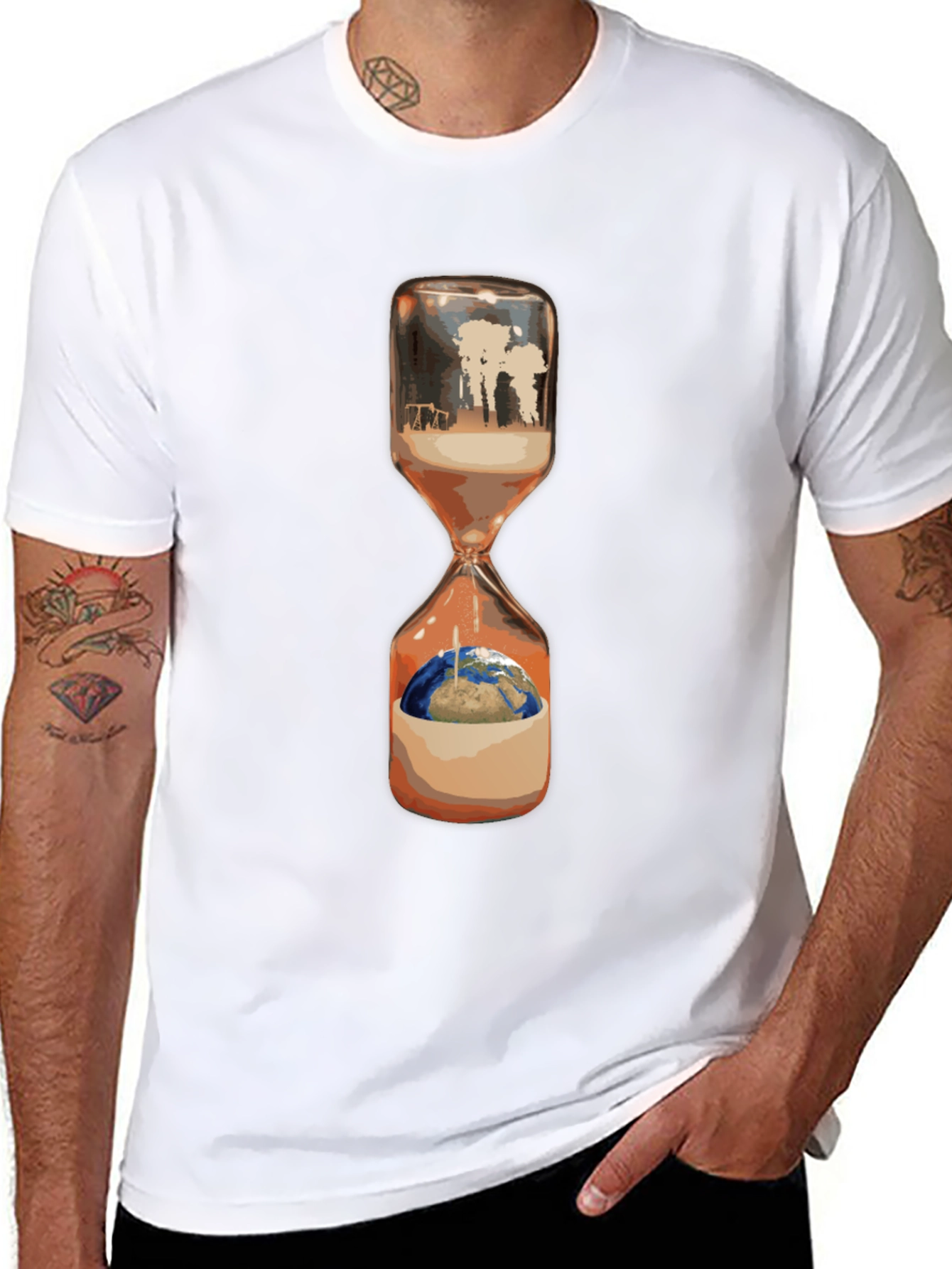 Hourglass Earth Tee - Climate Change Awareness