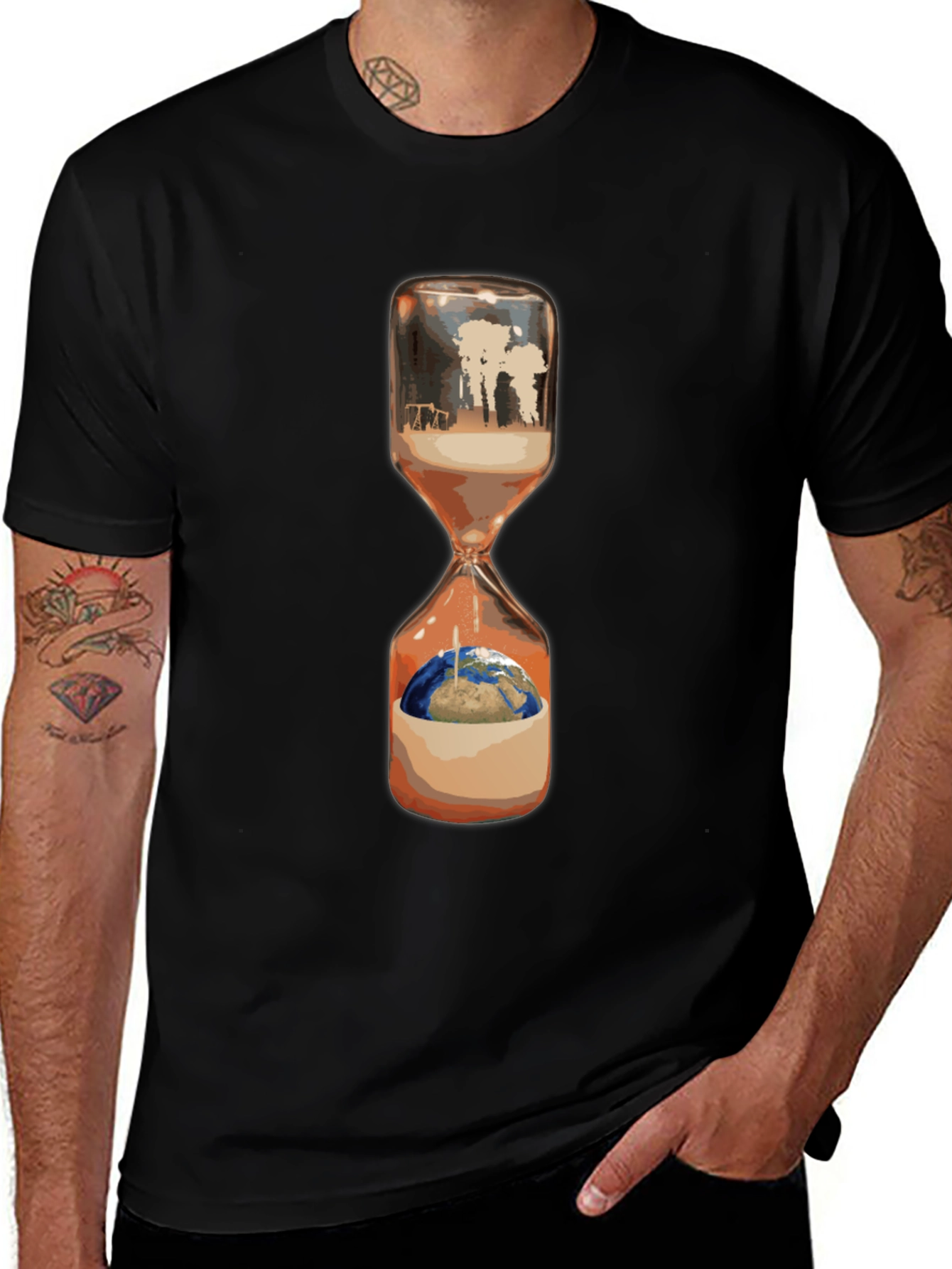 Hourglass Earth Tee - Climate Change Awareness