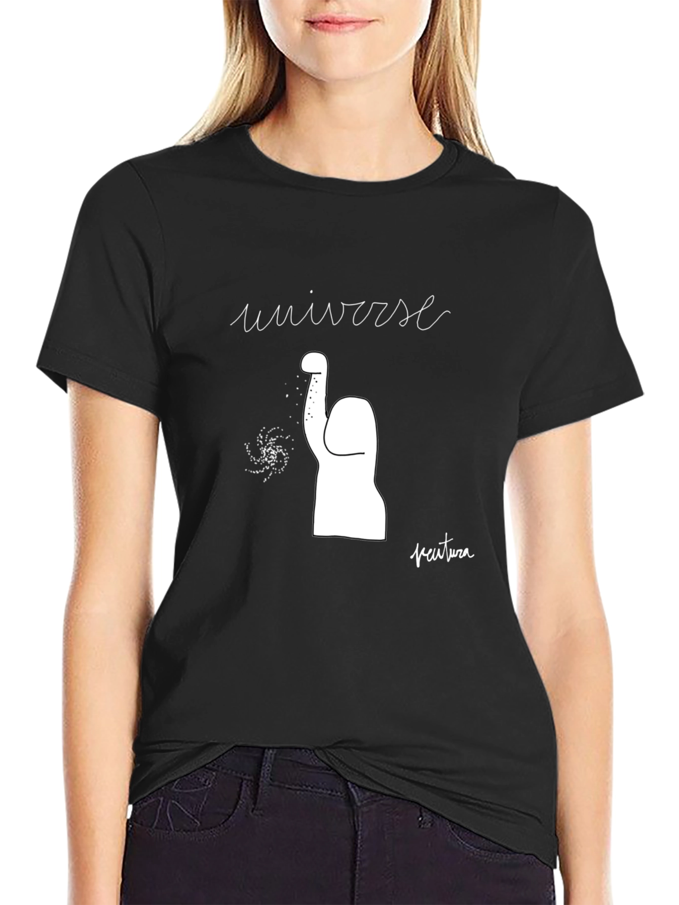 Universe Graphic Tee - Black Cotton T-Shirt