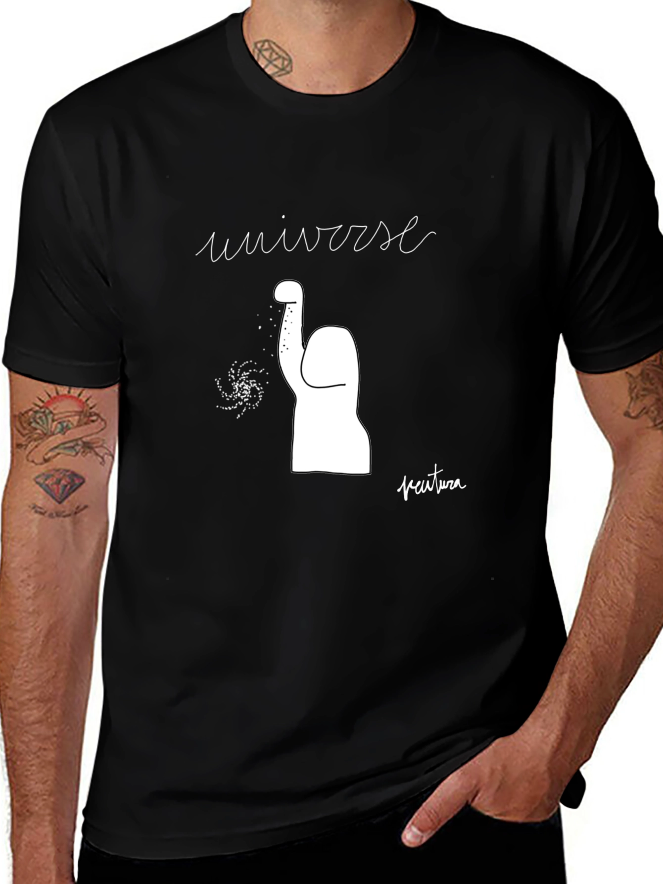 Universe Graphic Tee - Black Cotton T-Shirt